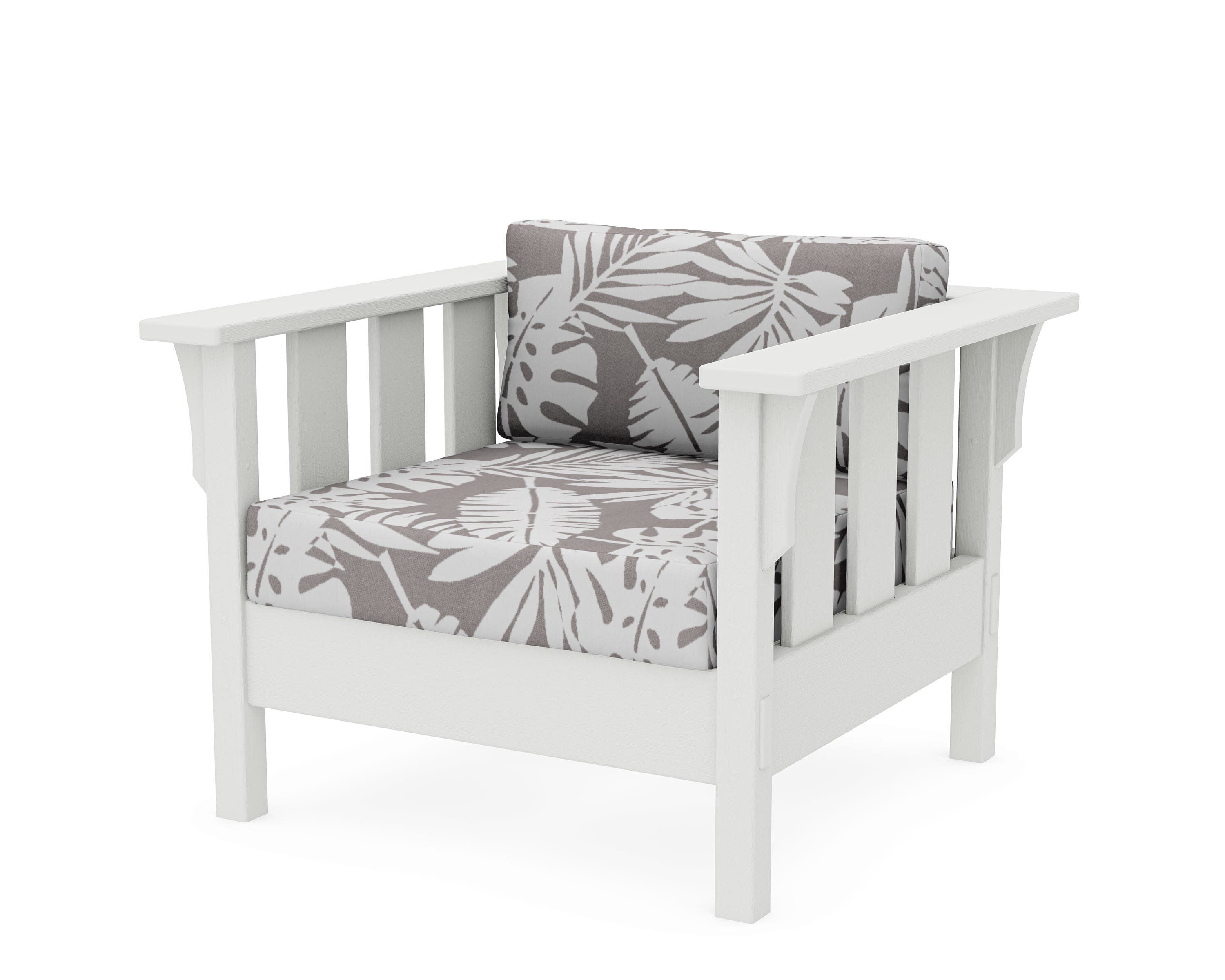 Acadia Deep Seating Chair in Vintage White / Leaf Grey Mist