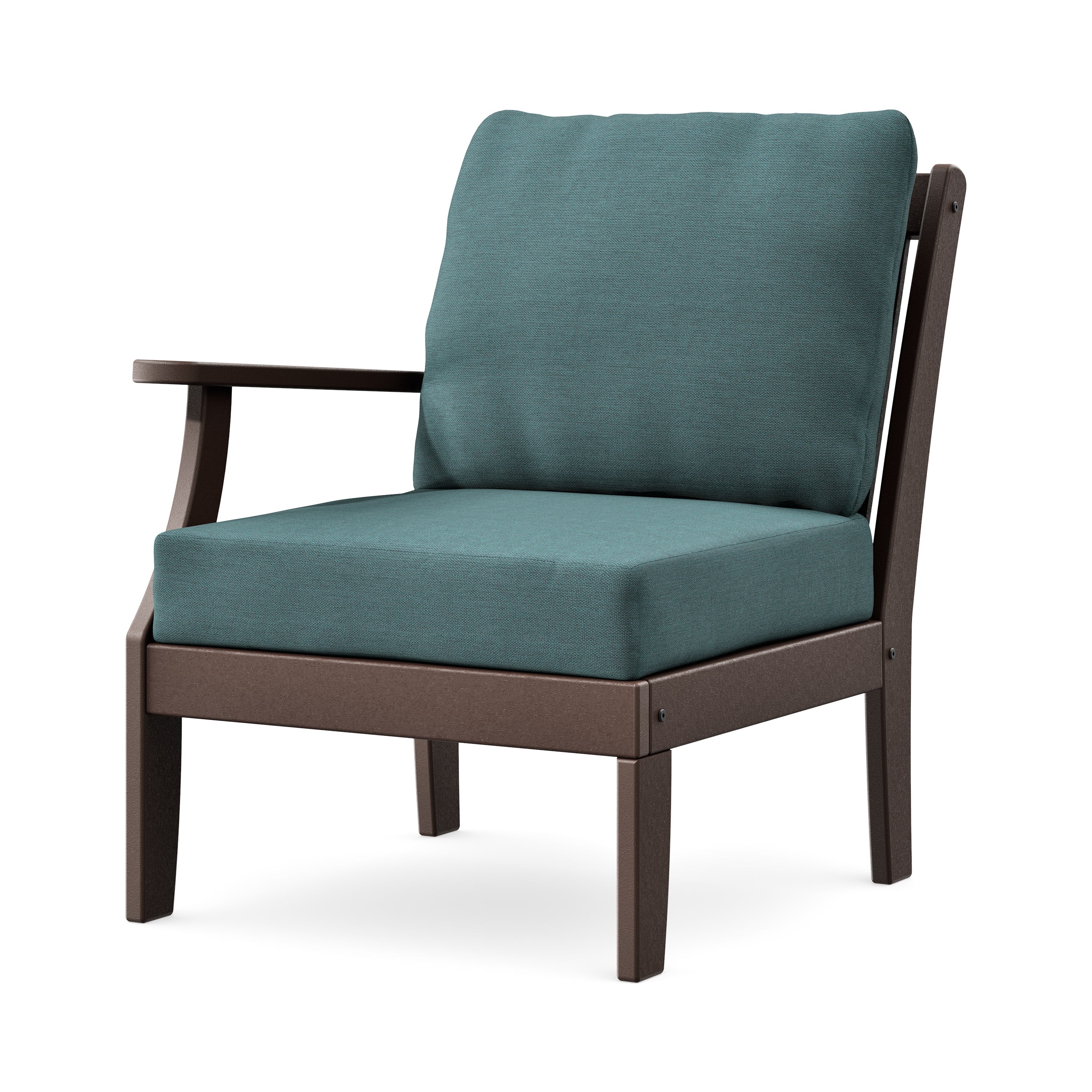 Braxton Modular Left Arm Chair in Mahogany / Ocean Teal