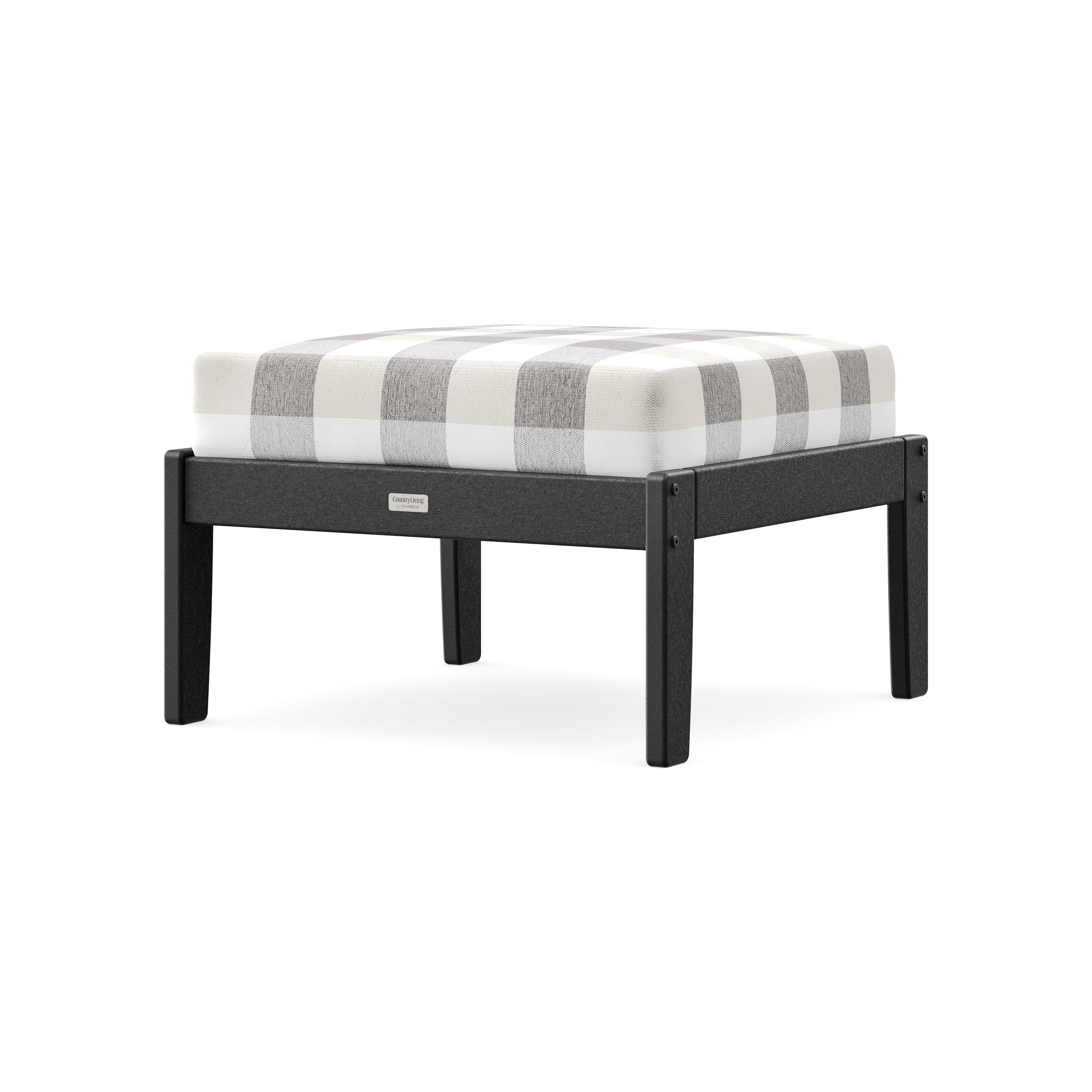 Cottage Deep Seating Ottoman in Black / Buffalo Plaid Grey Mist