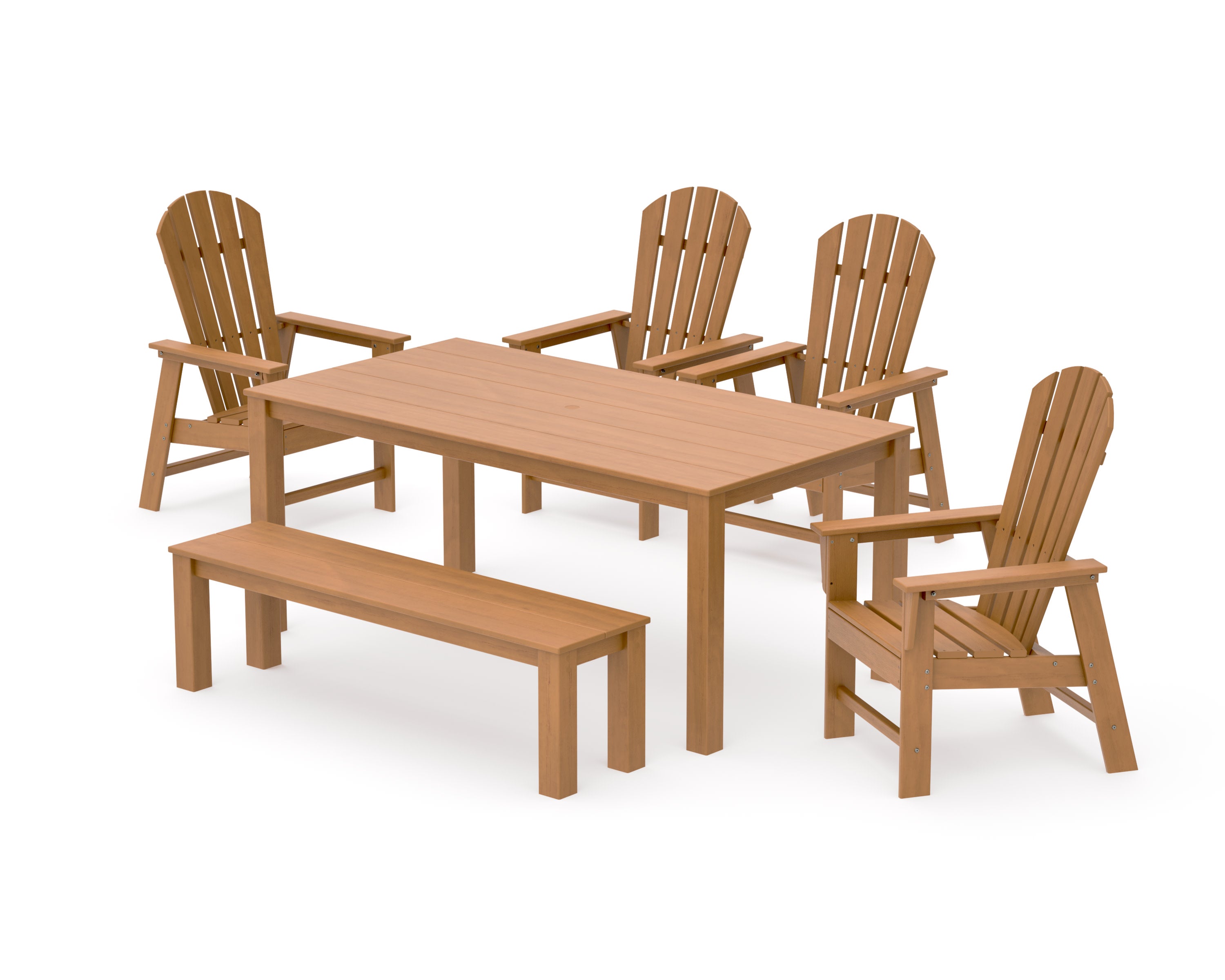 South Beach 6-Piece Parsons Dining Set with Bench in Natural
