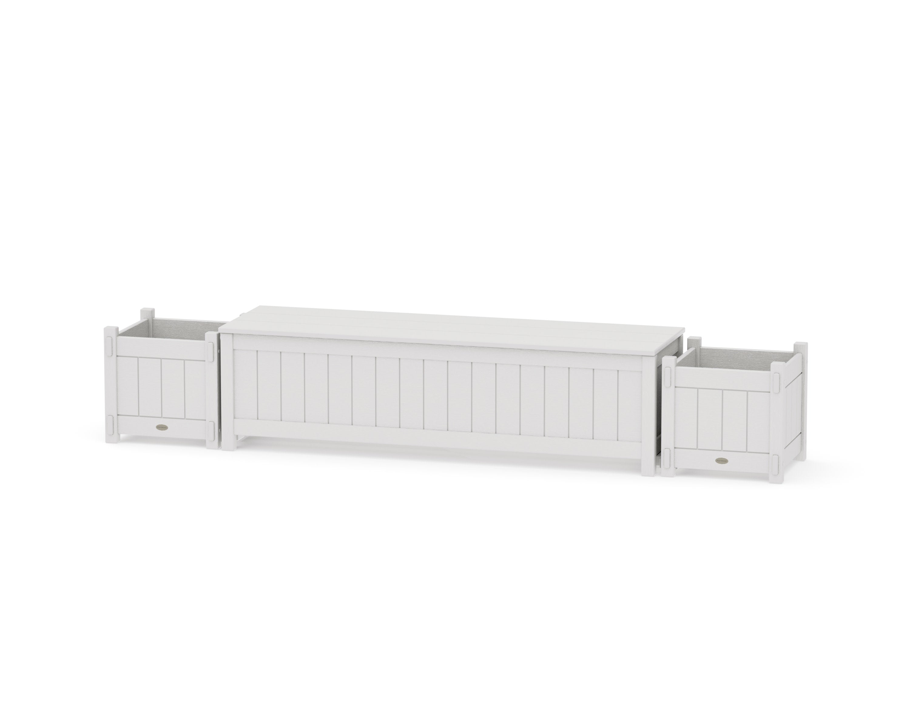 60" Vineyard Straight Planter Storage Bench Set in Vintage White