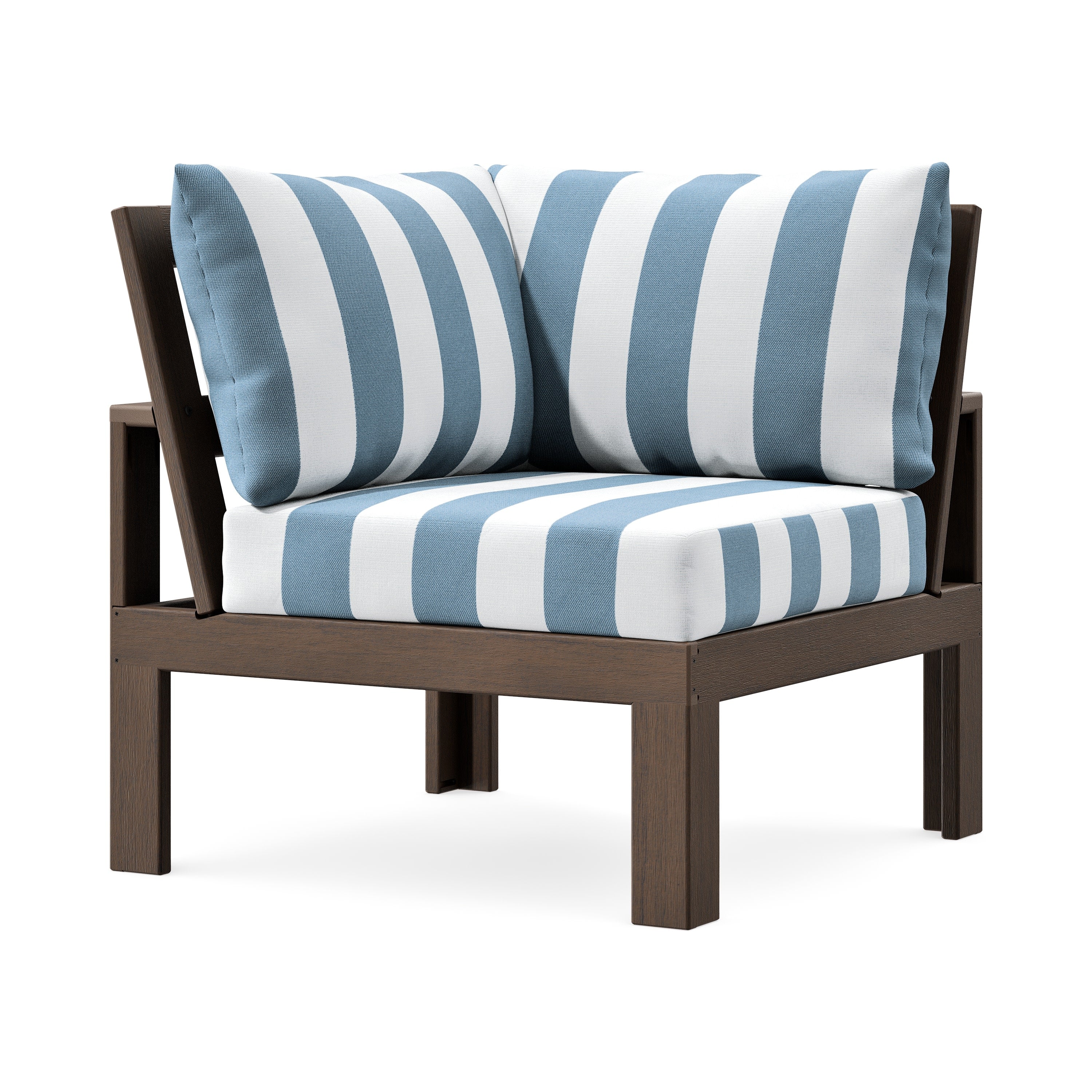 Modular Corner Chair in Kona / Cabana Stripe Sky Blue
