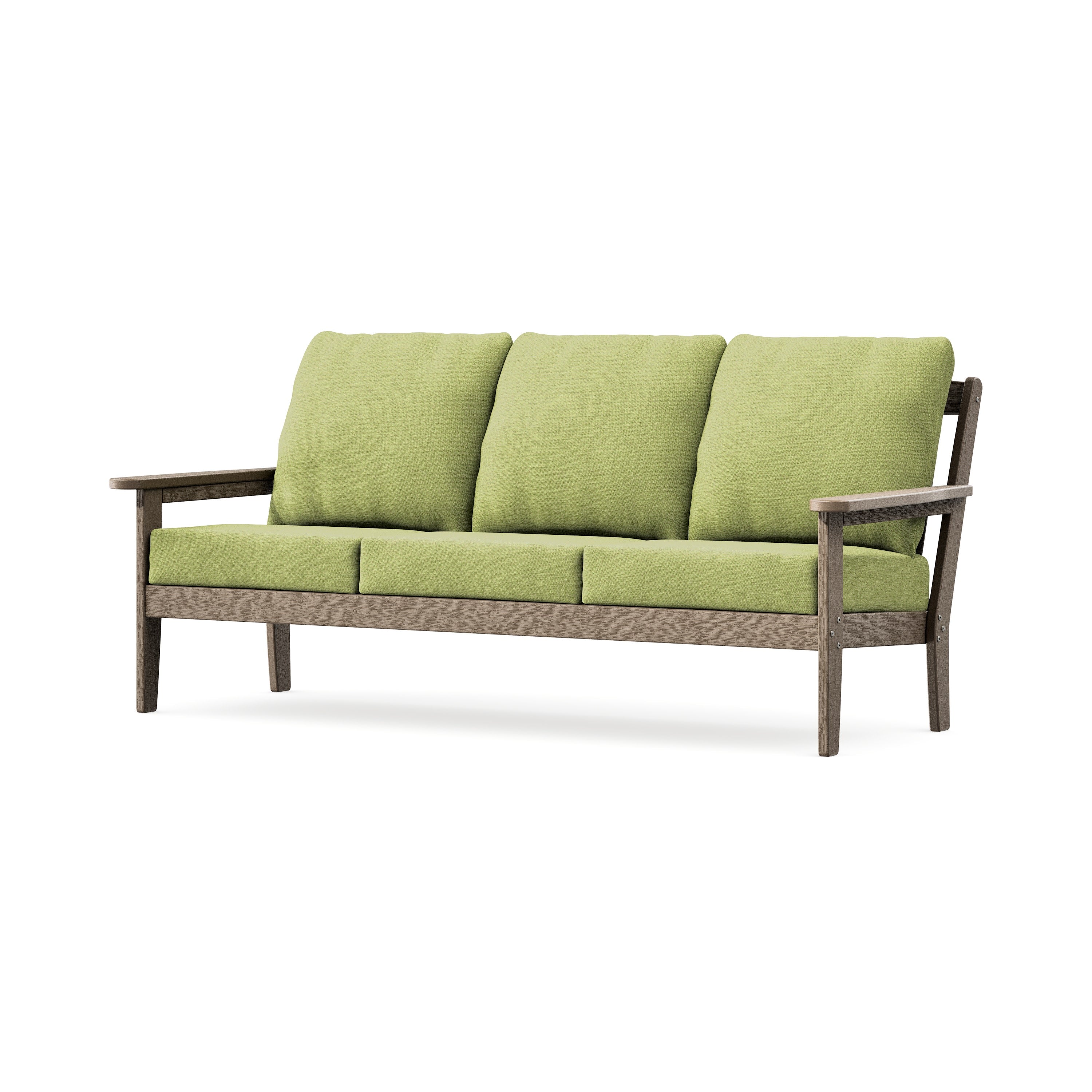Cottage Deep Seating Sofa in Vintage Sahara / Chartreuse Boucle