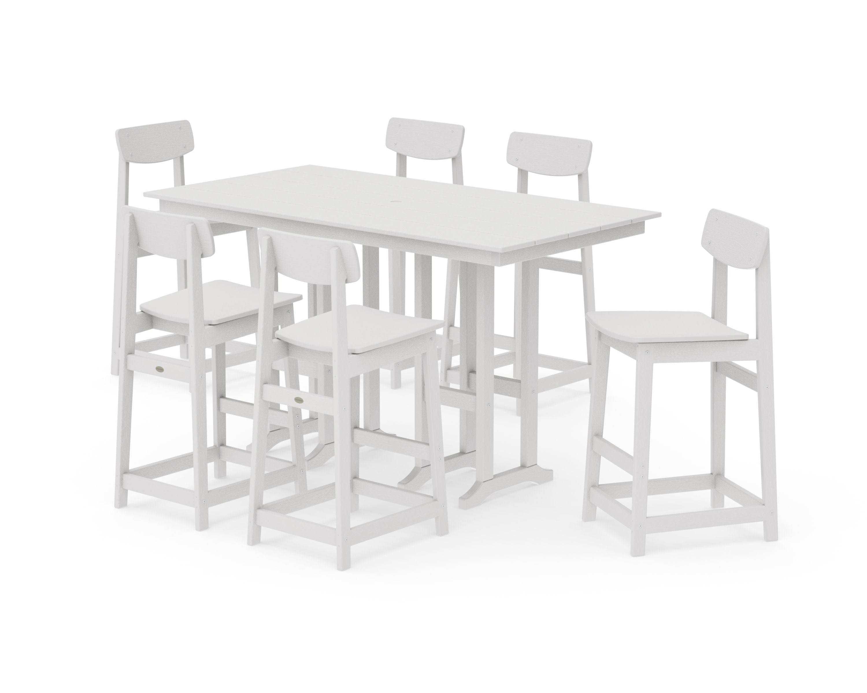Modern Studio Urban Bar Chair 7-Piece Set in Vintage White