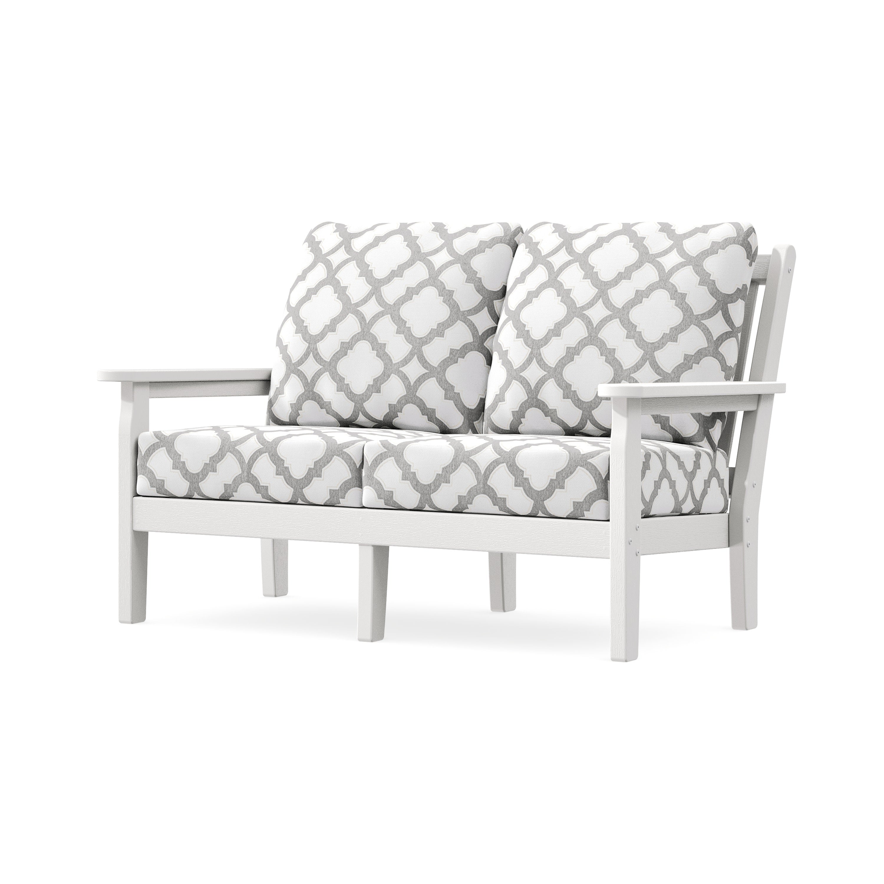 Chippendale Deep Seating Loveseat in Vintage White / Trellis Grey Mist