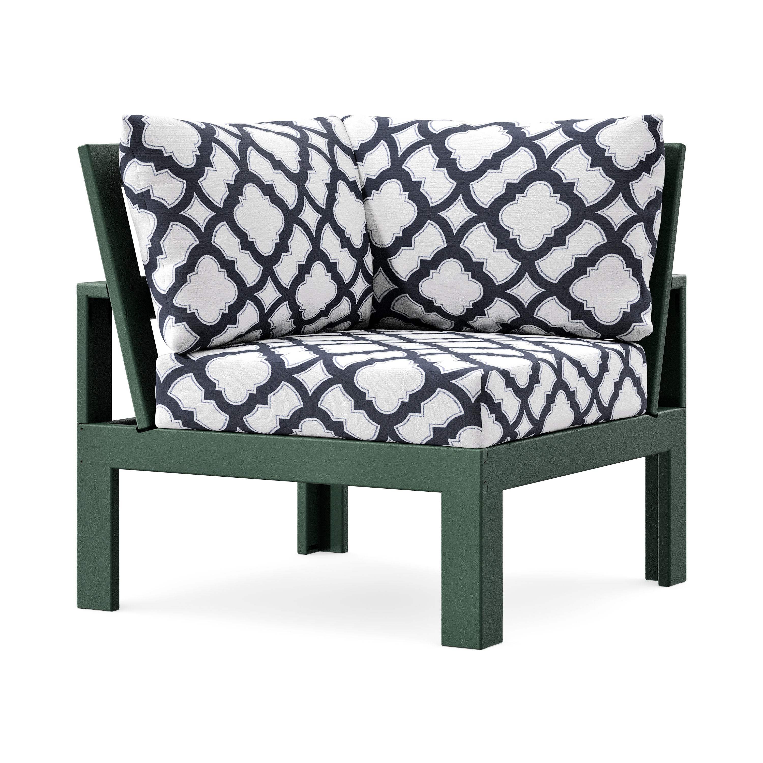 Modular Corner Chair in Green / Trellis Navy