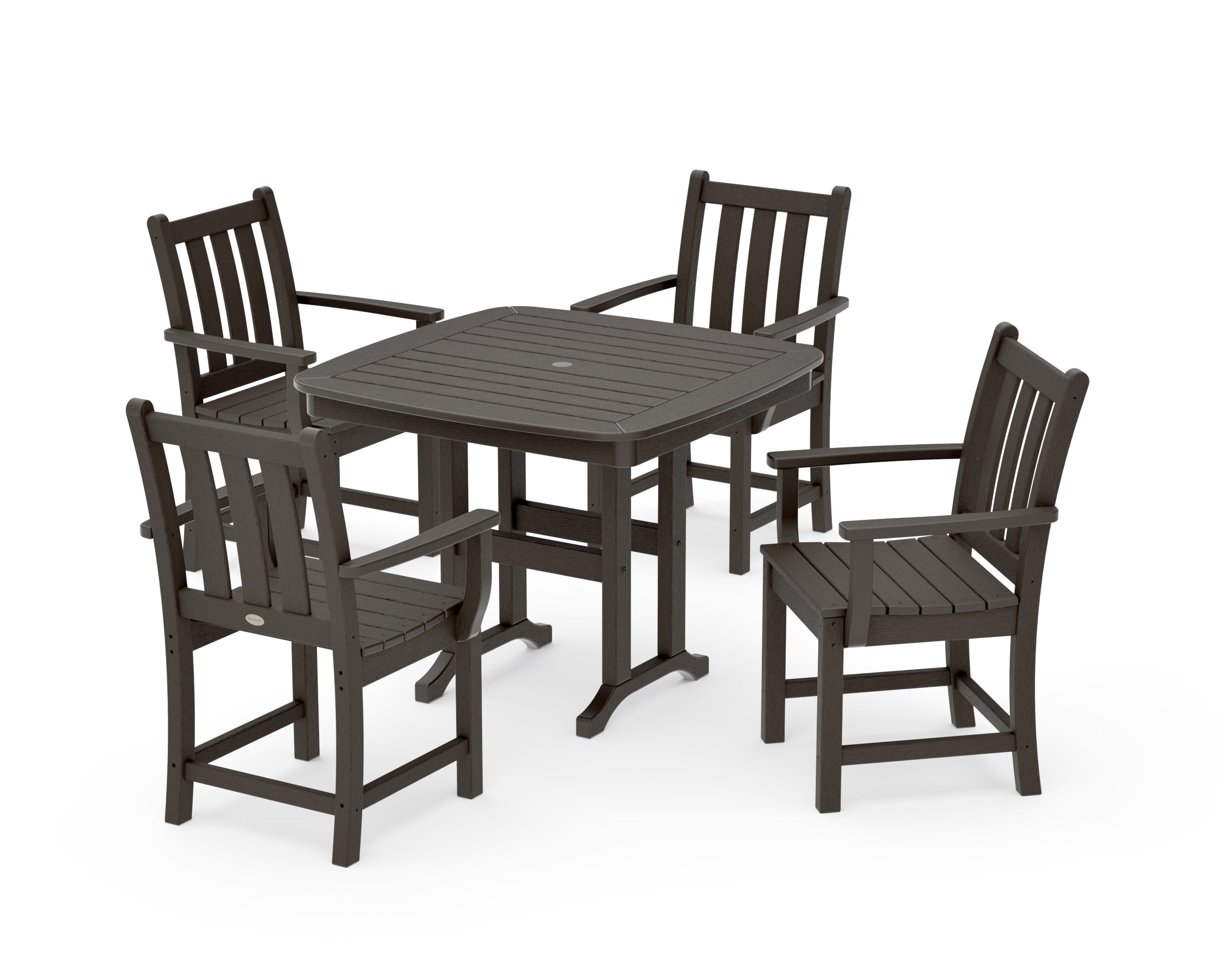 Traditional Garden 5-Piece Dining Set in Vintage Coffee