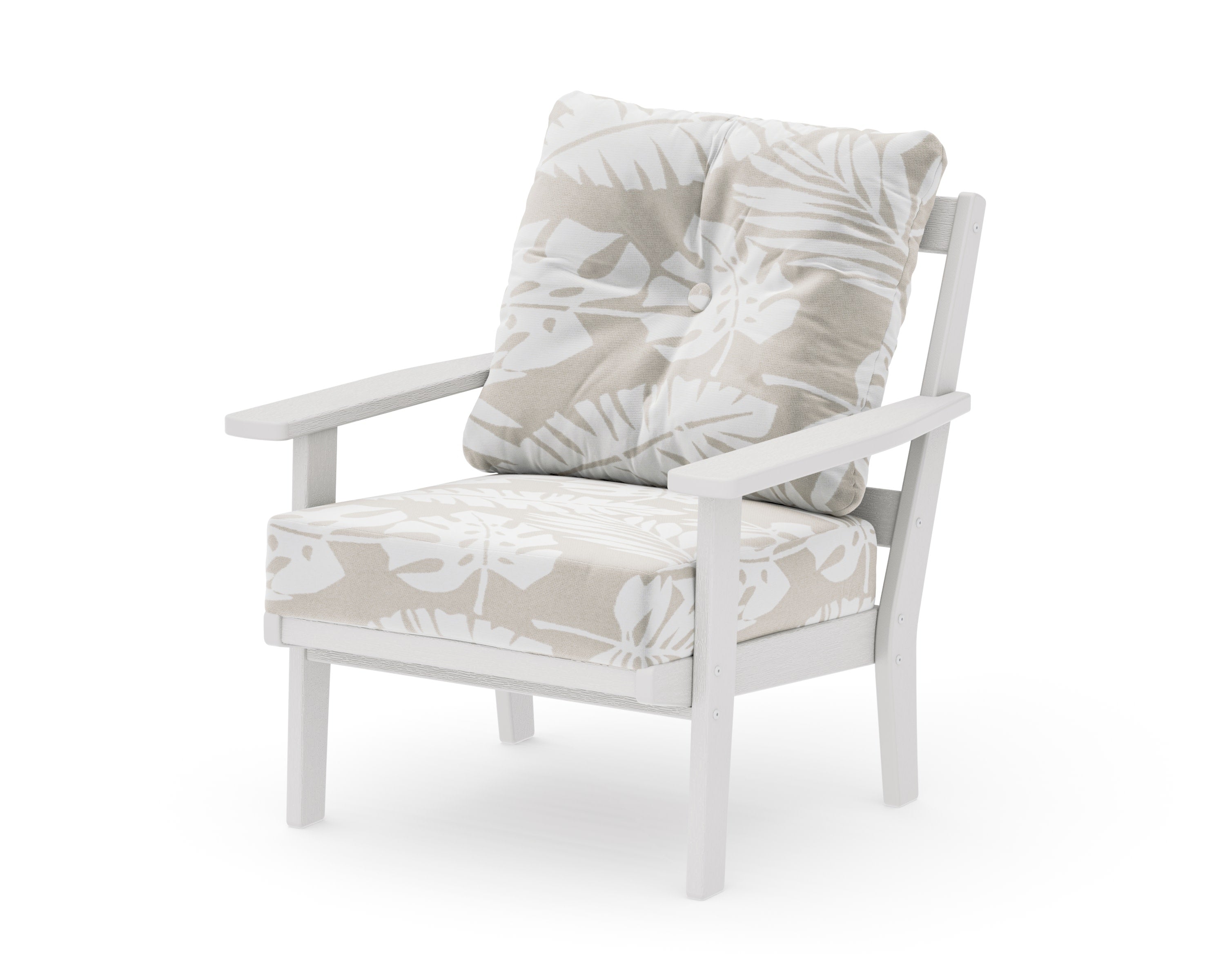 Oxford Deep Seating Chair in Vintage White / Leaf Dune Burlap