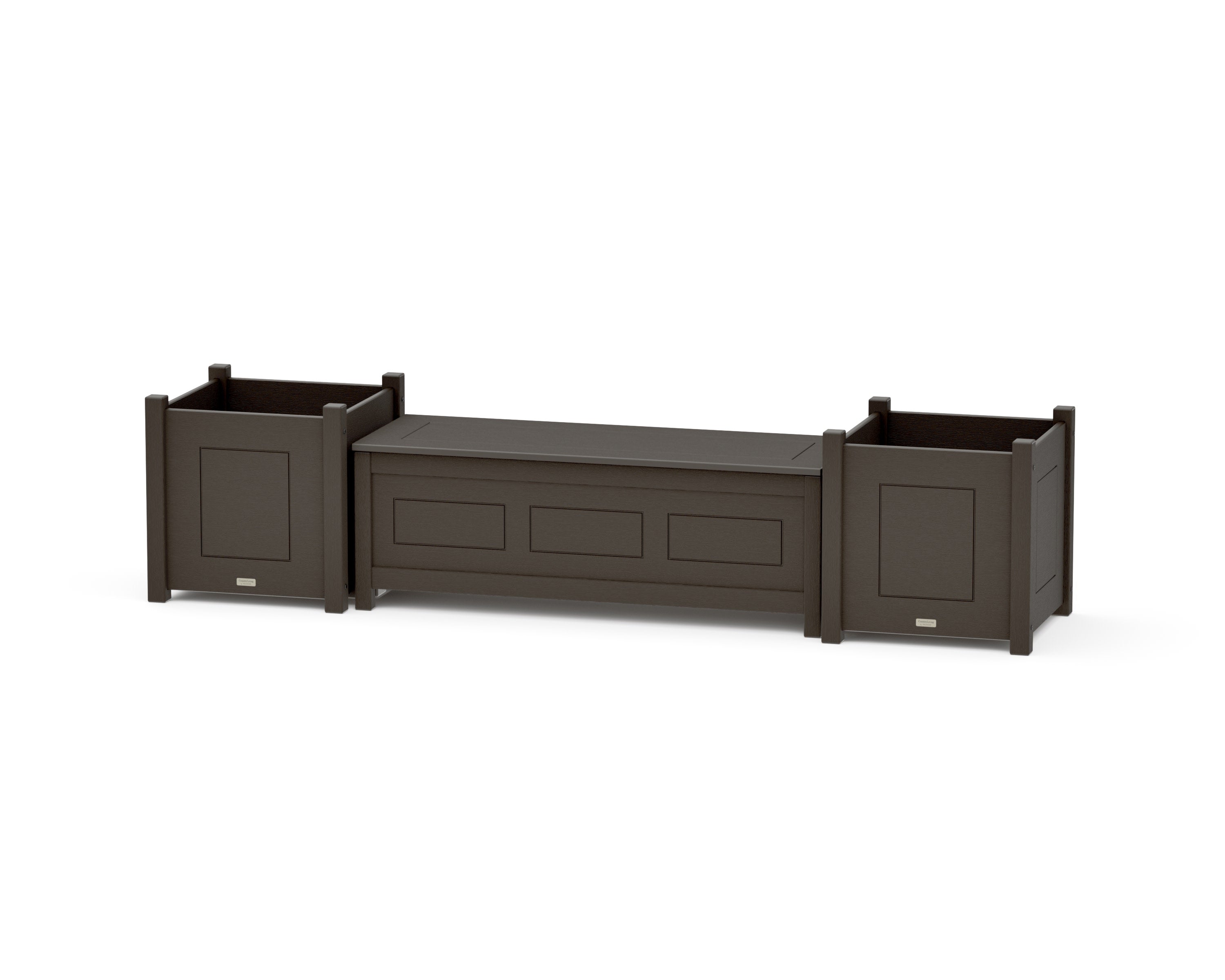 48" Country Living Straight Planter Storage Bench Set- Large in Vintage Coffee