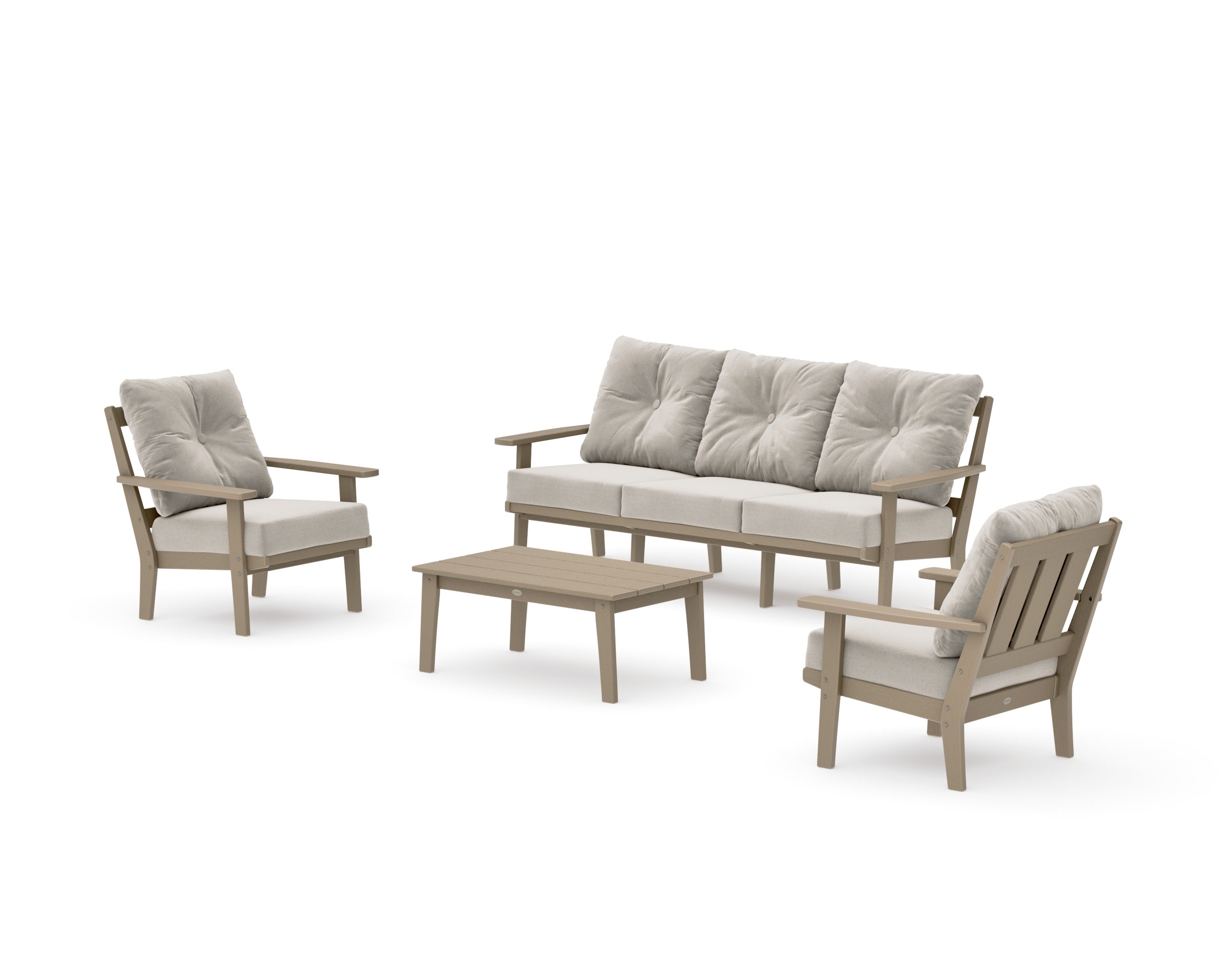 Oxford 4-Piece Deep Seating Set with Sofa in Vintage Sahara / Dune Burlap