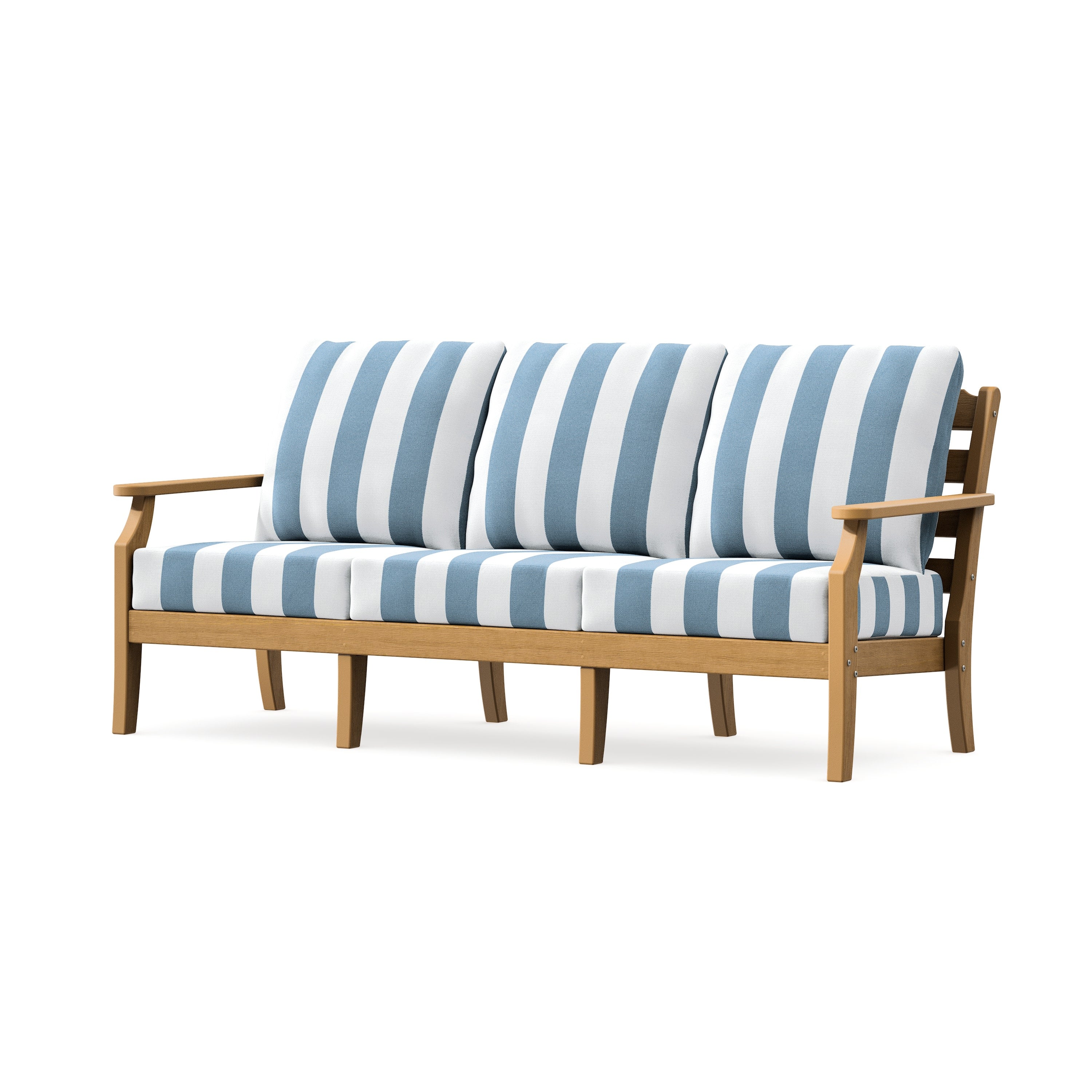 Savannah Deep Seating Sofa in Natural / Cabana Stripe Sky Blue