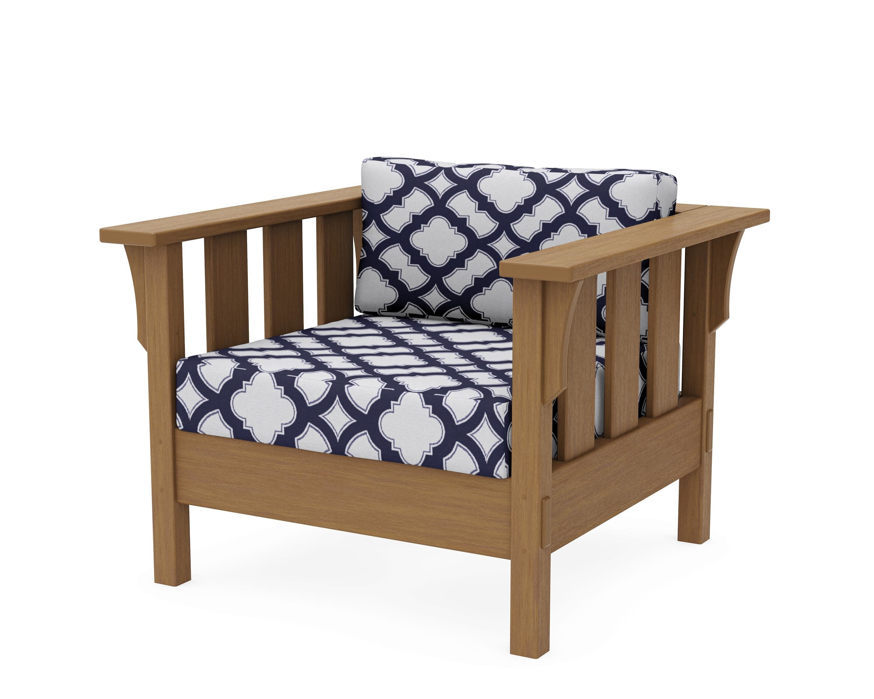 Acadia Deep Seating Chair in Natural / Trellis Navy