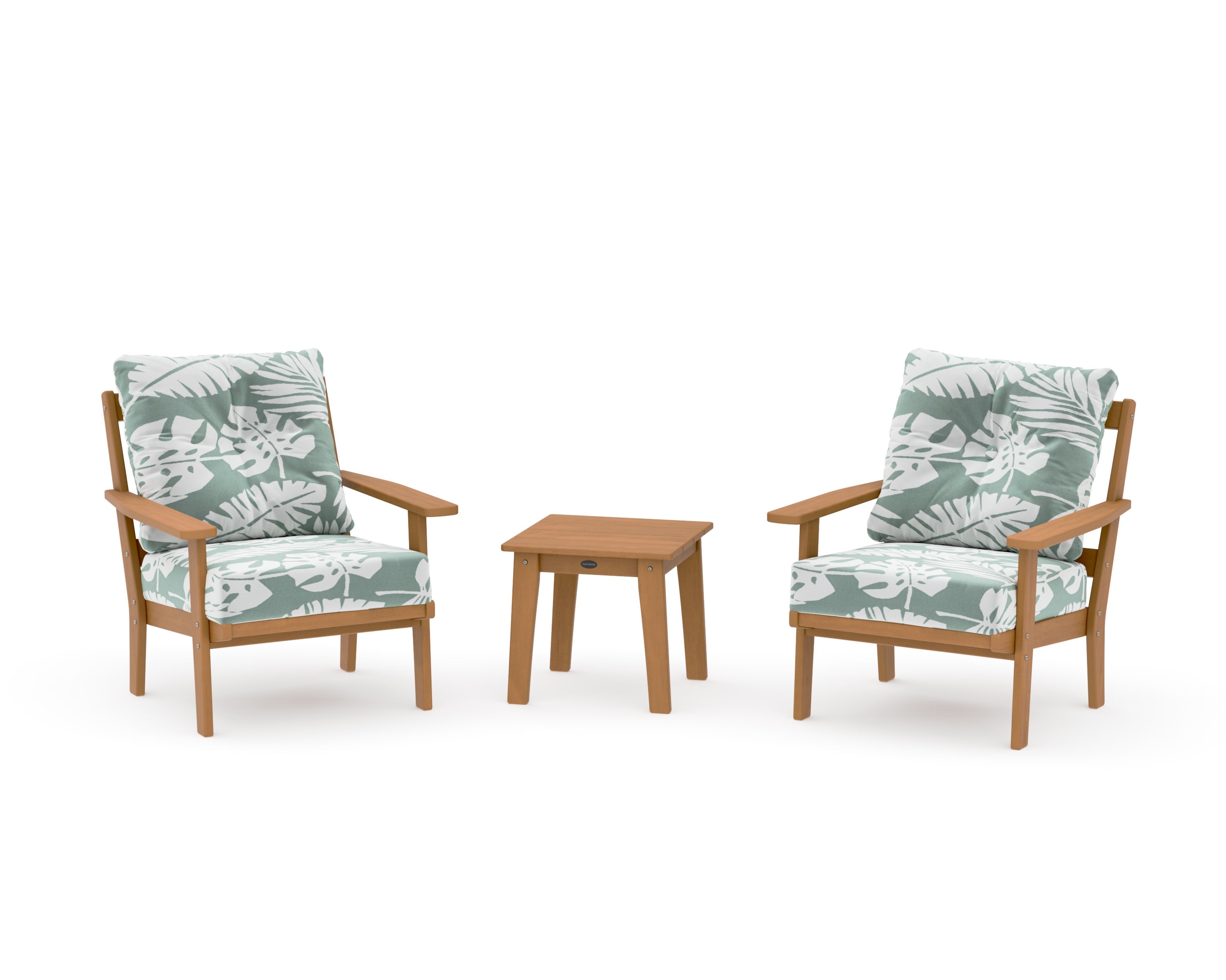 Oxford 3-Piece Deep Seating Set in Natural / Leaf Glacier Spa