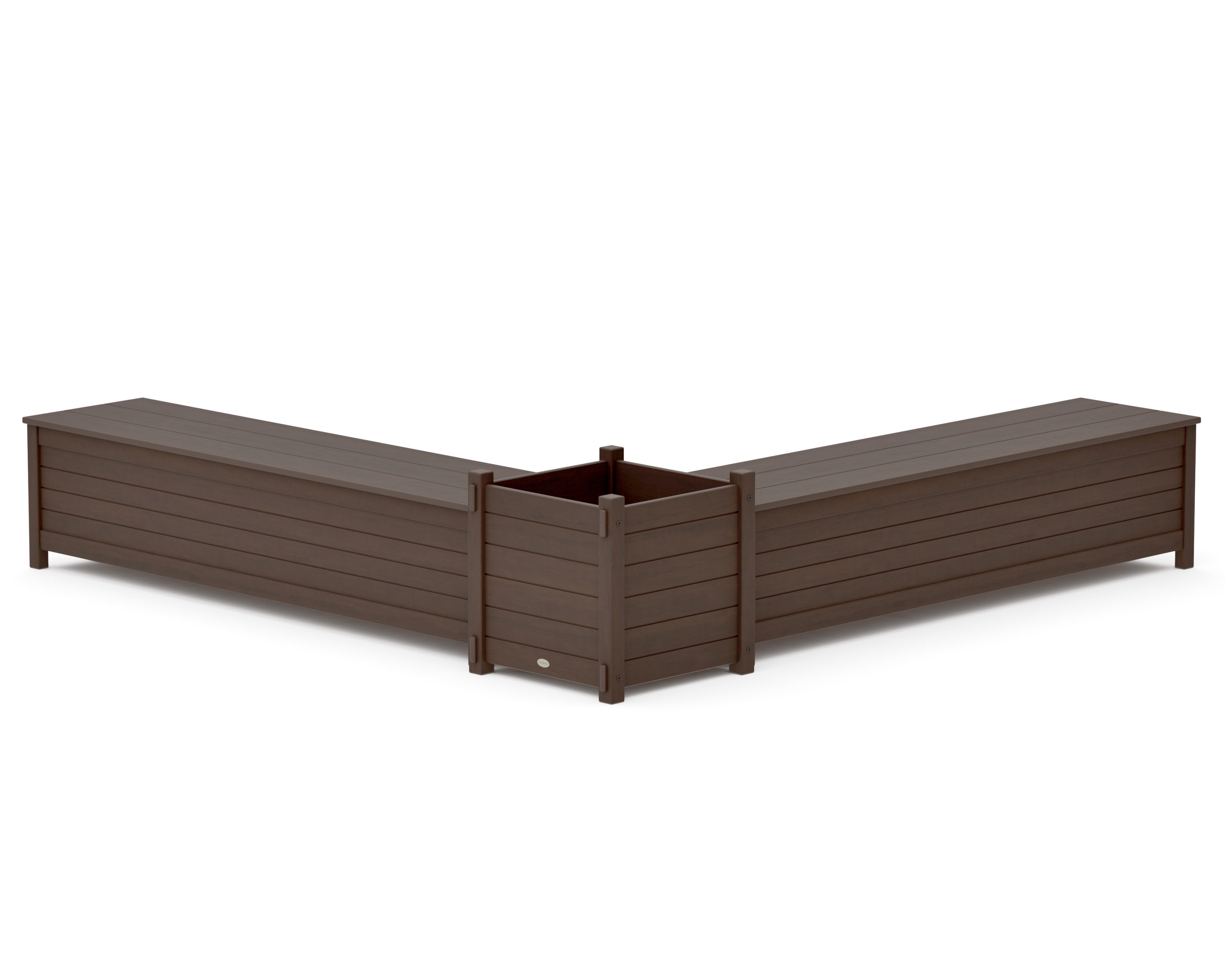 72" Nautical L- Shaped Planter Storage Bench Set- Large in Kona
