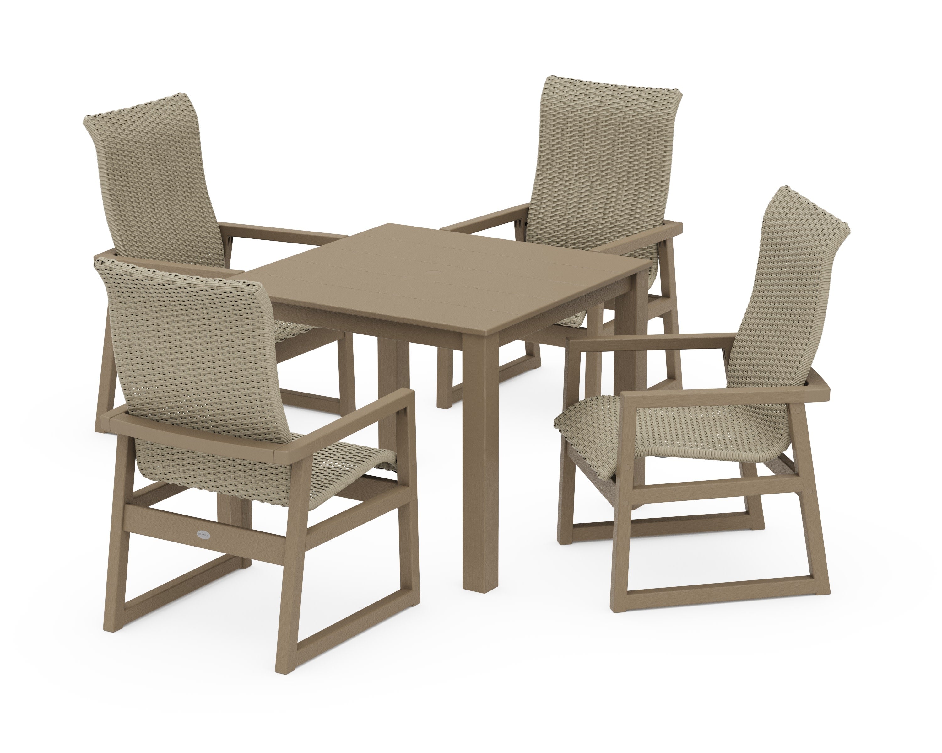 EDGE Woven Highback 5-Piece Parsons Dining Set in Vintage Sahara / Dune Grass