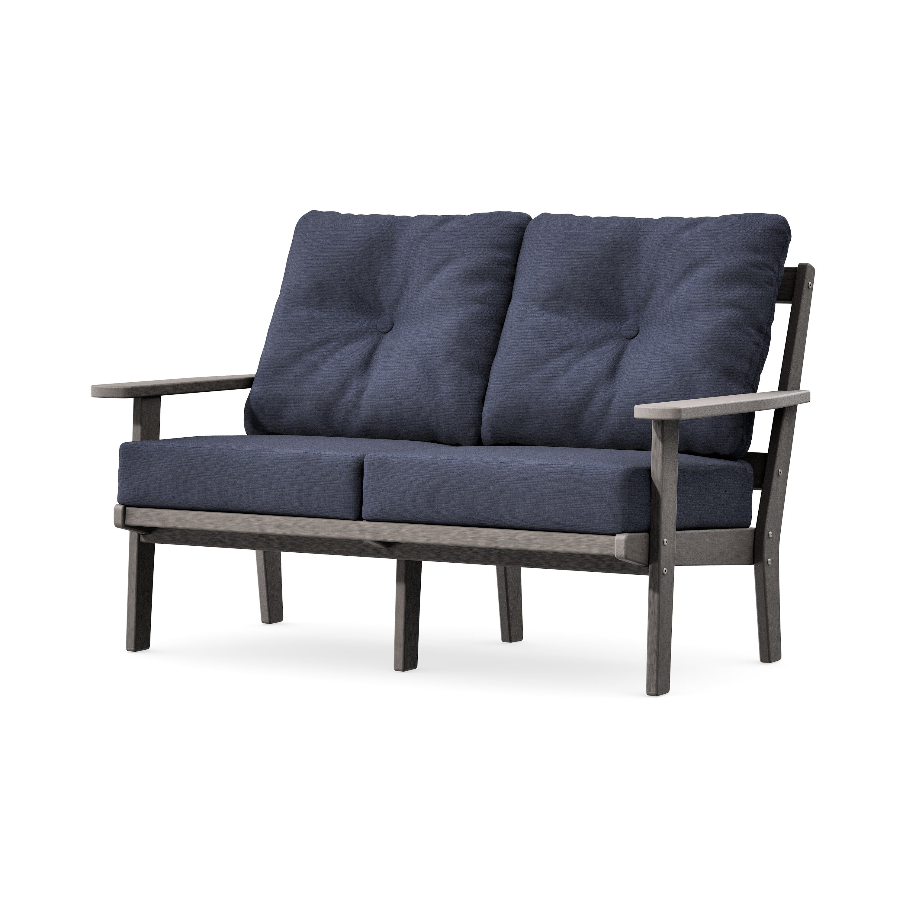 Prairie Deep SeatingLoveseat in Driftwood / Navy Linen