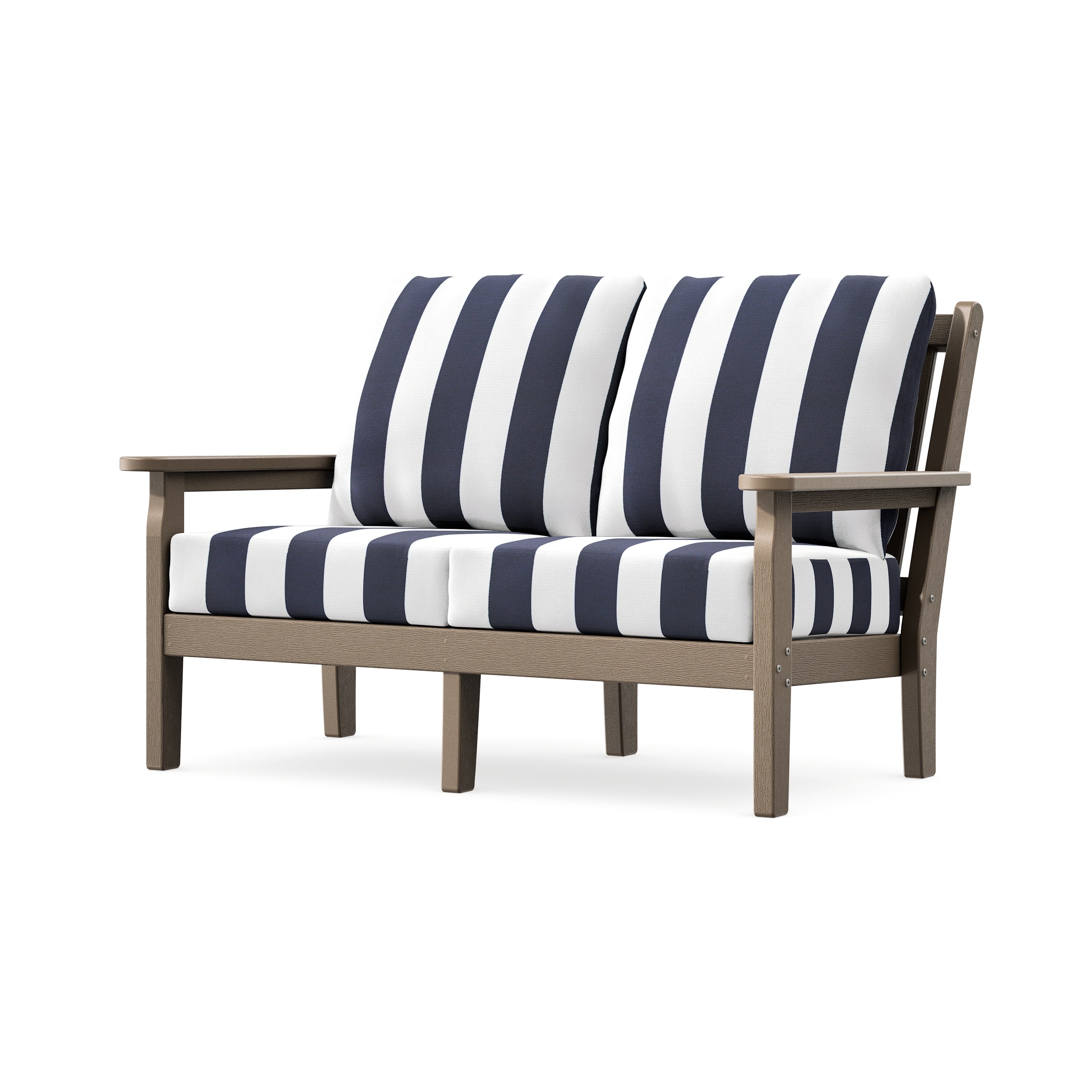 Chippendale Deep Seating Loveseat in Vintage Sahara / Cabana Stripe Navy