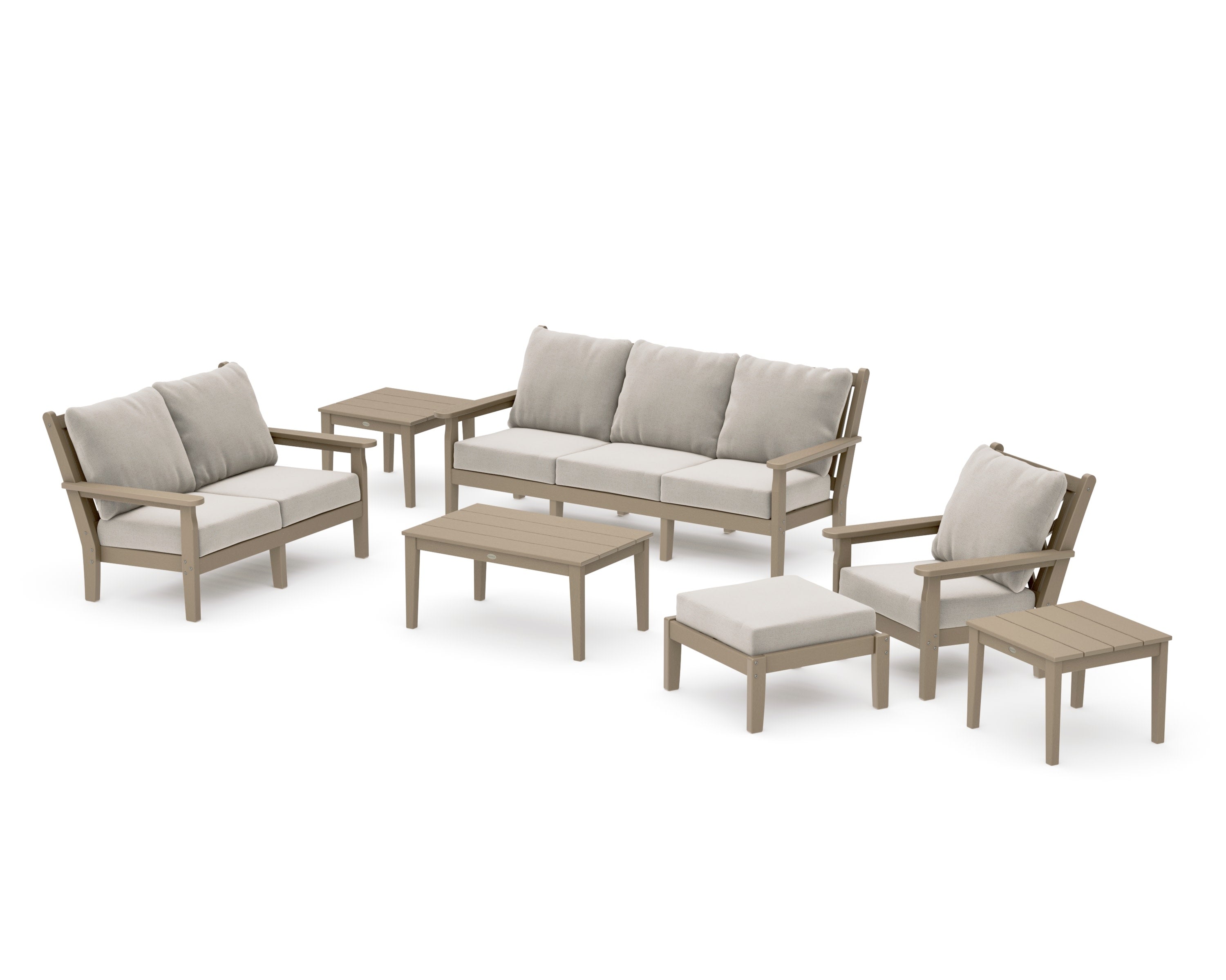 Chippendale 7-Piece Deep Seating Set in Vintage Sahara / Dune Burlap