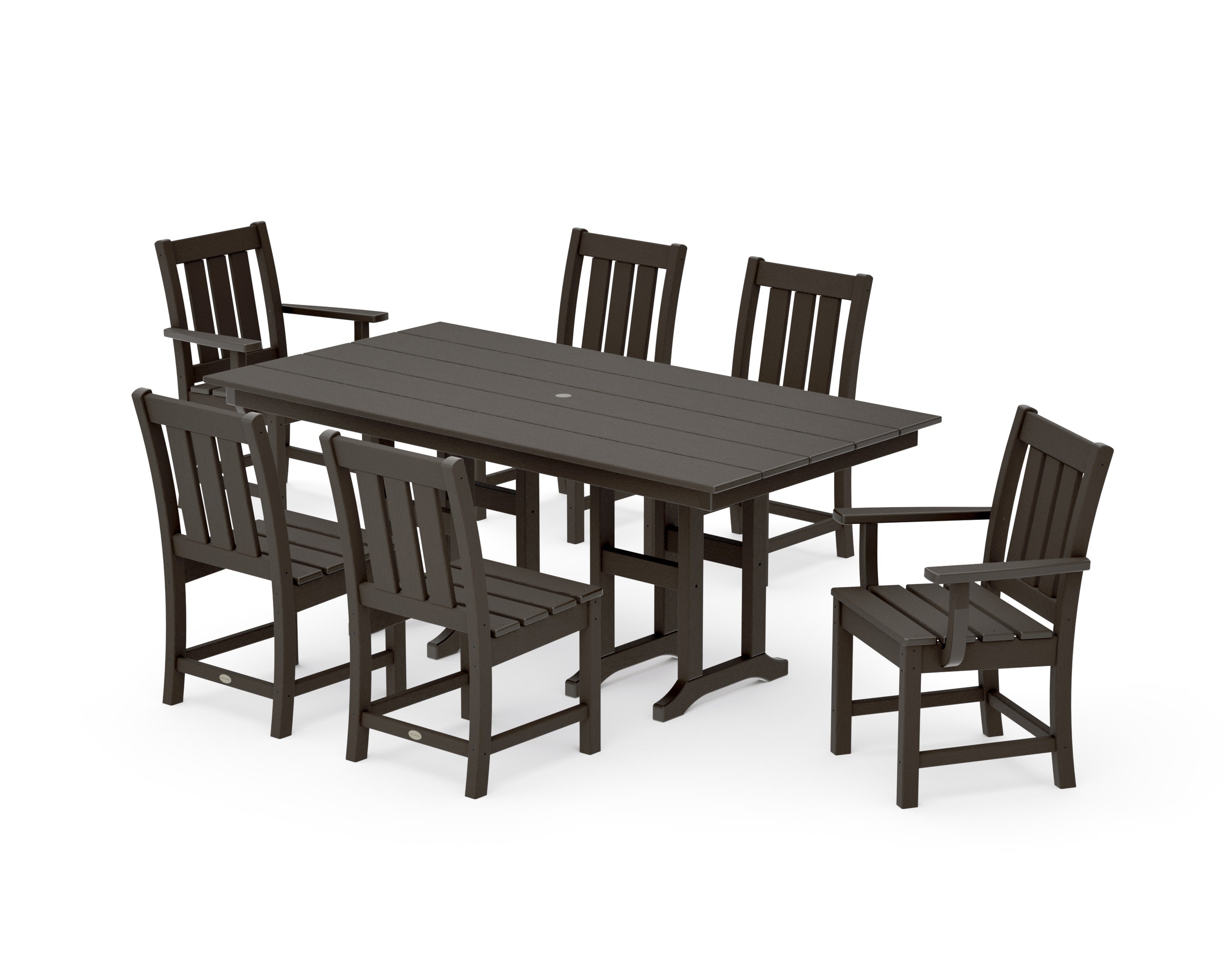 Oxford 7-Piece Farmhouse Dining Set in Vintage Coffee