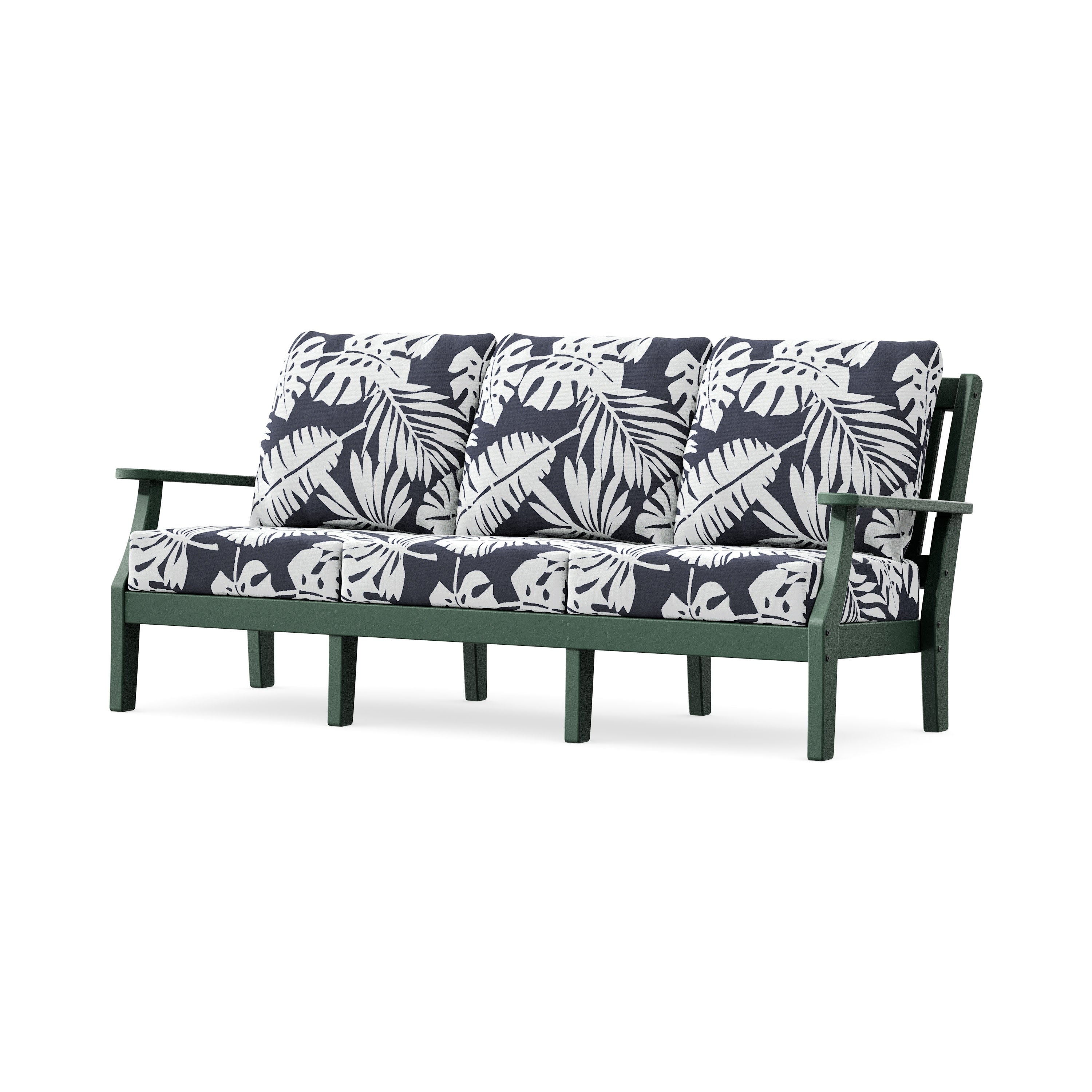 Chinoiserie Deep Seating Sofa in Green / Leaf Navy