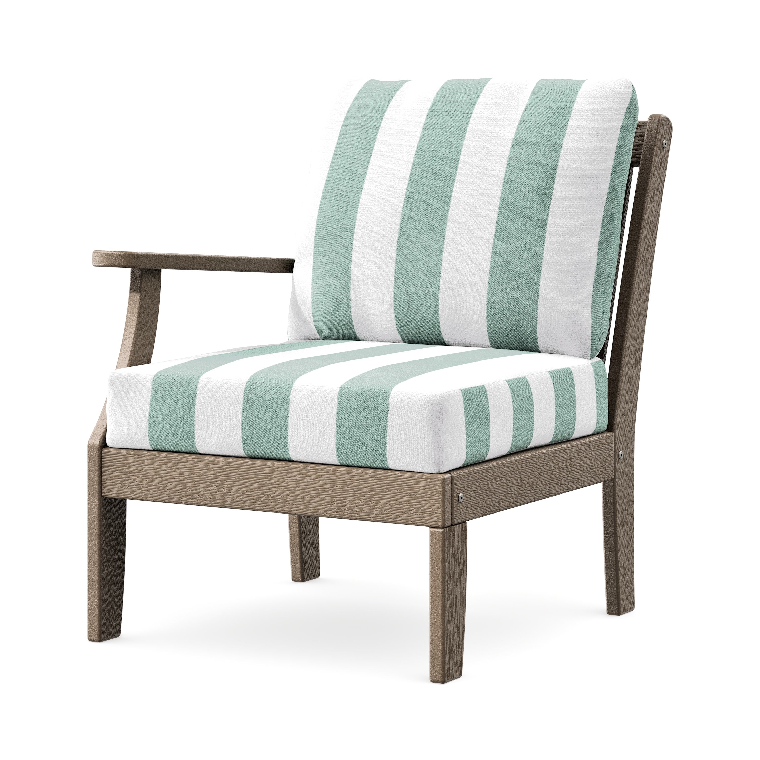 Braxton Modular Left Arm Chair in Vintage Sahara / Cabana Stripe Glacier Spa
