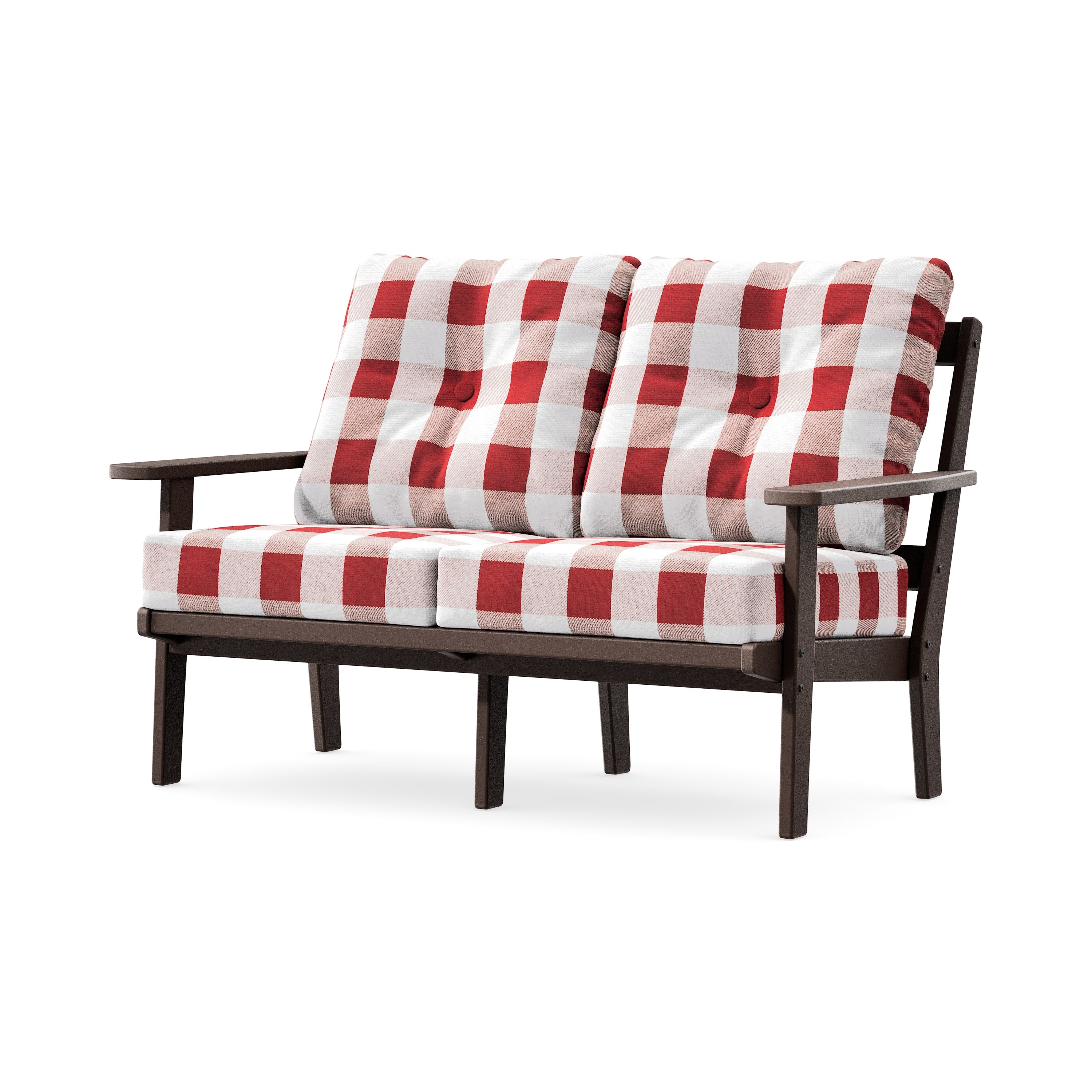 Prairie Deep SeatingLoveseat in Mahogany / Buffalo Plaid Crimson