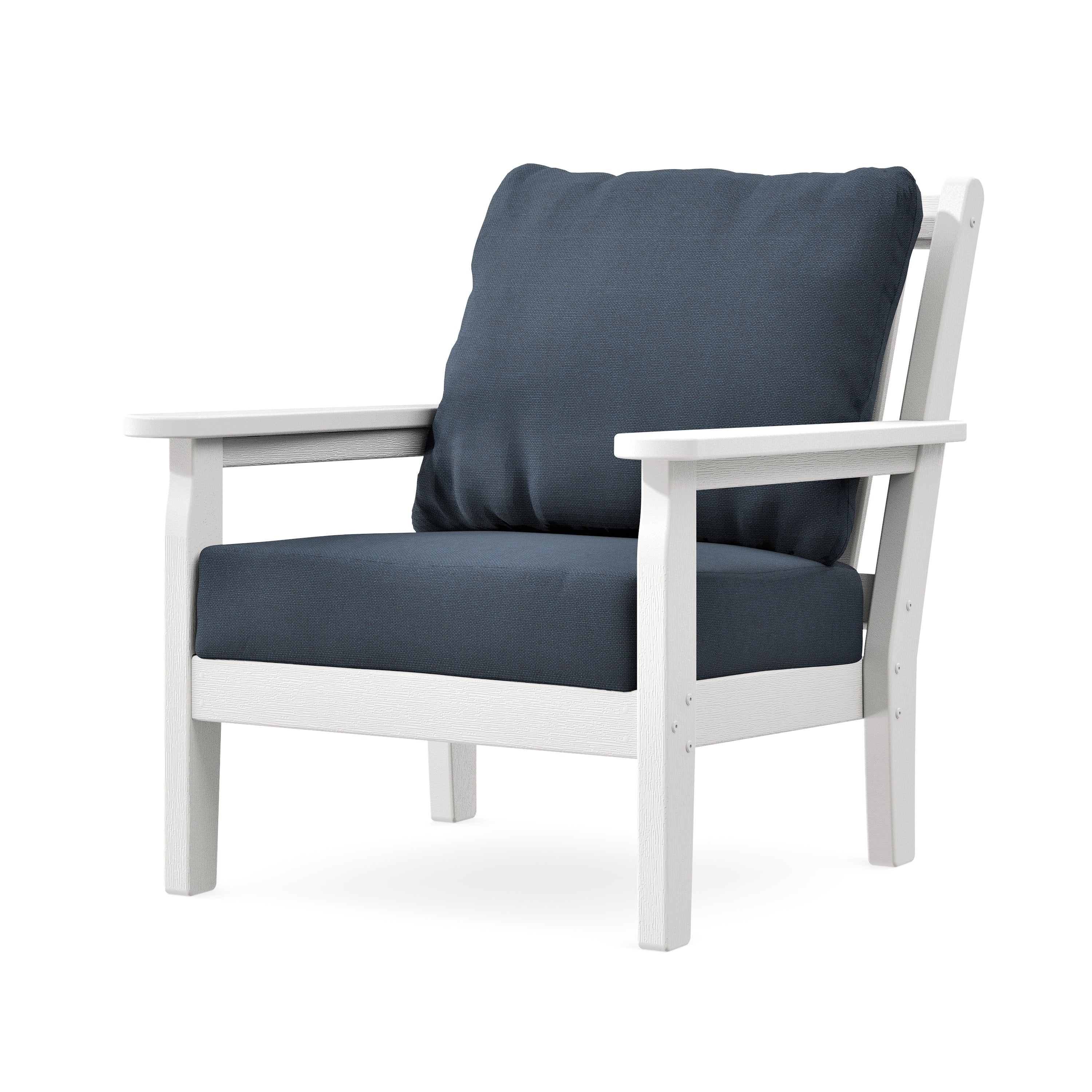 Chippendale Deep Seating Chair in Vintage White / Marine Indigo