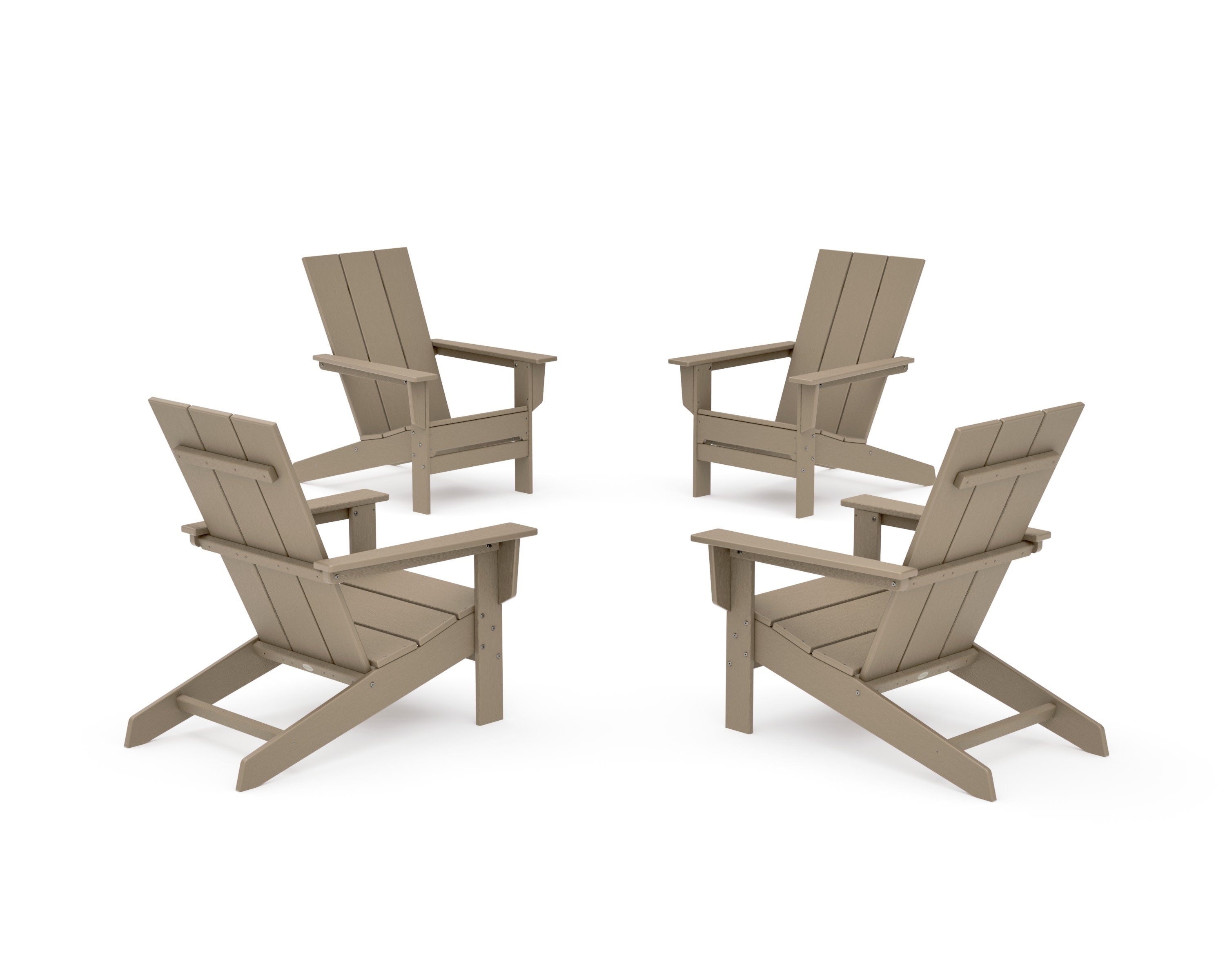 4-Piece Modern Studio Adirondack Chair Conversation Set in Vintage Sahara