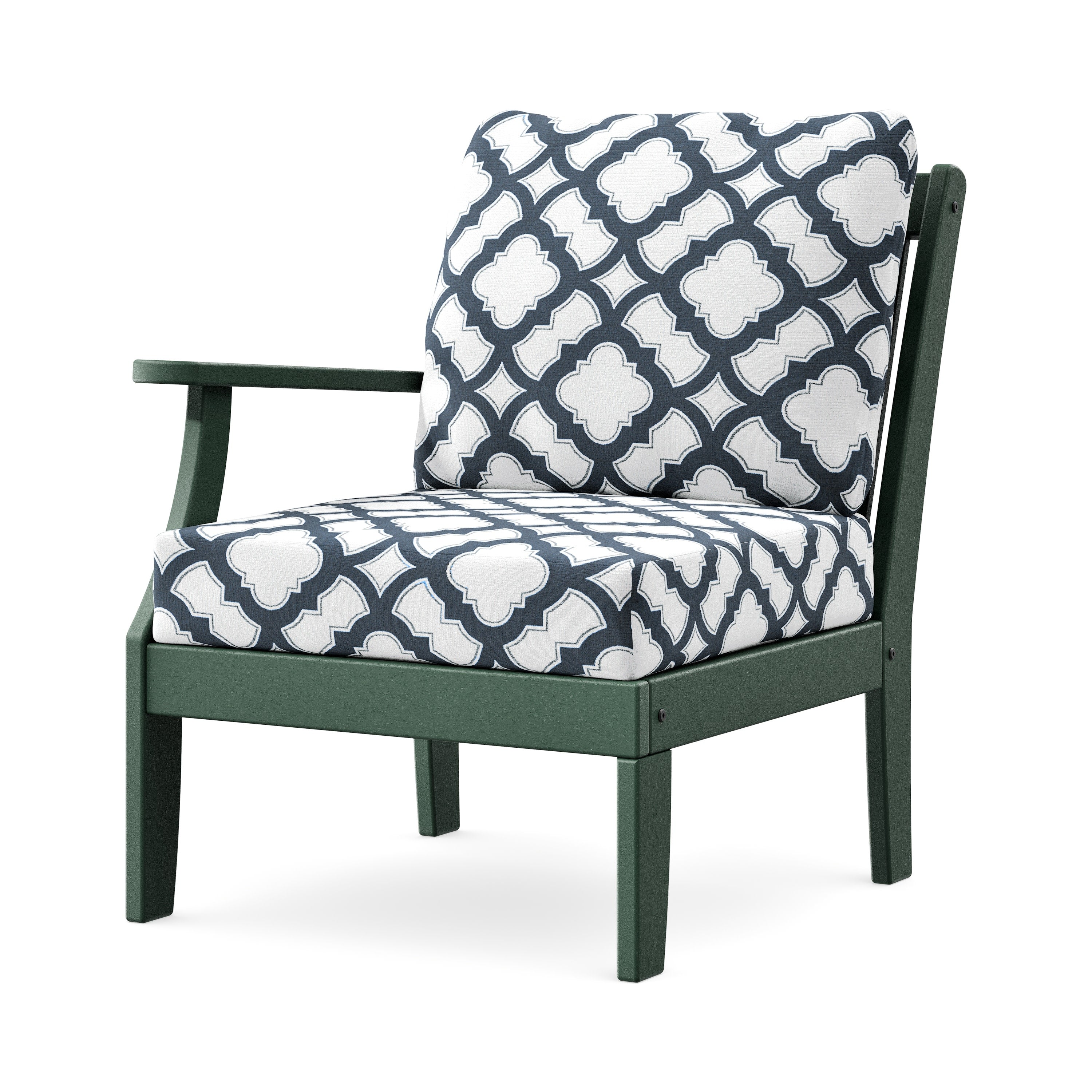 Braxton Modular Left Arm Chair in Green / Trellis Marine Indigo