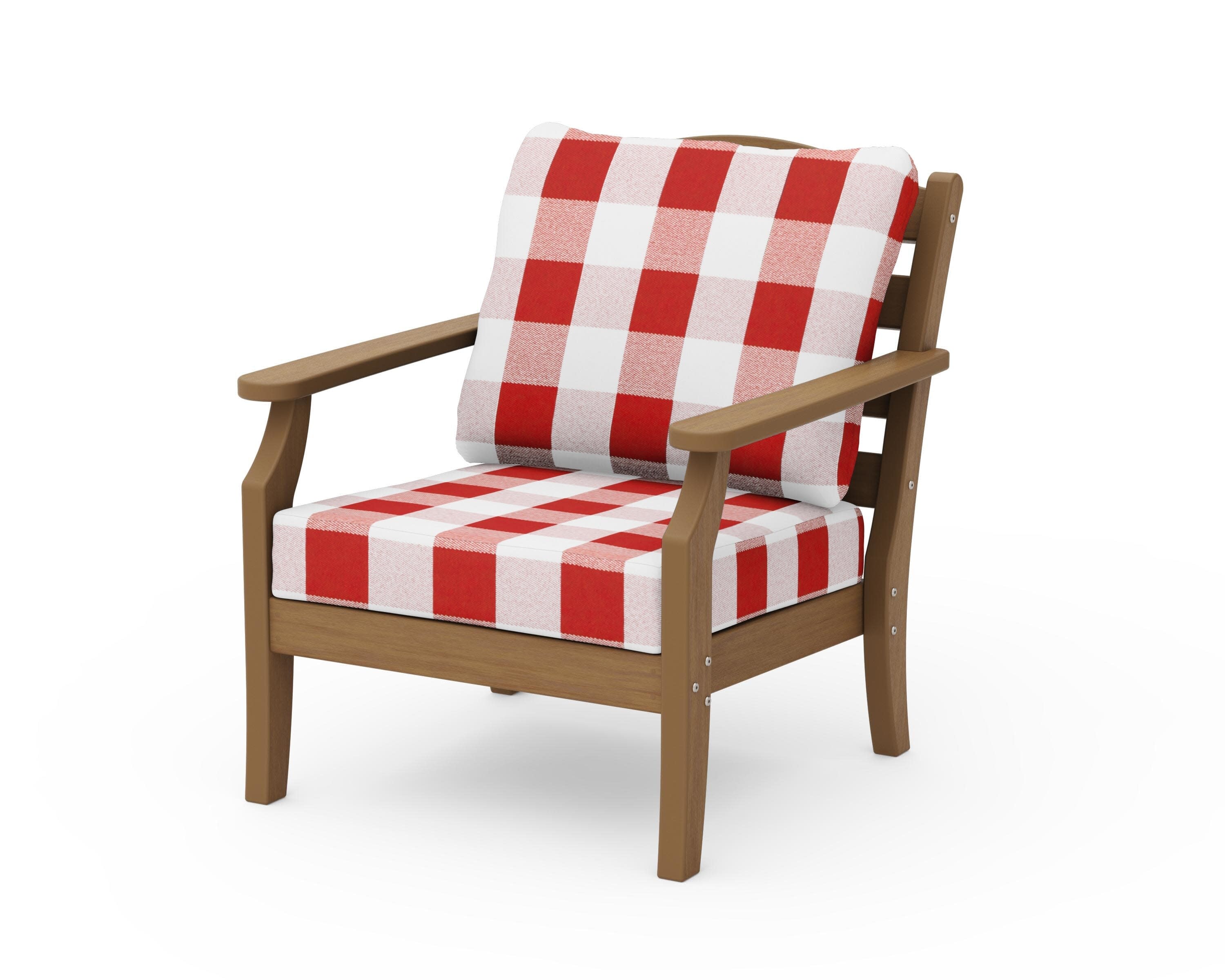 Savannah Deep Seating Chair in Natural / Buffalo Plaid Crimson