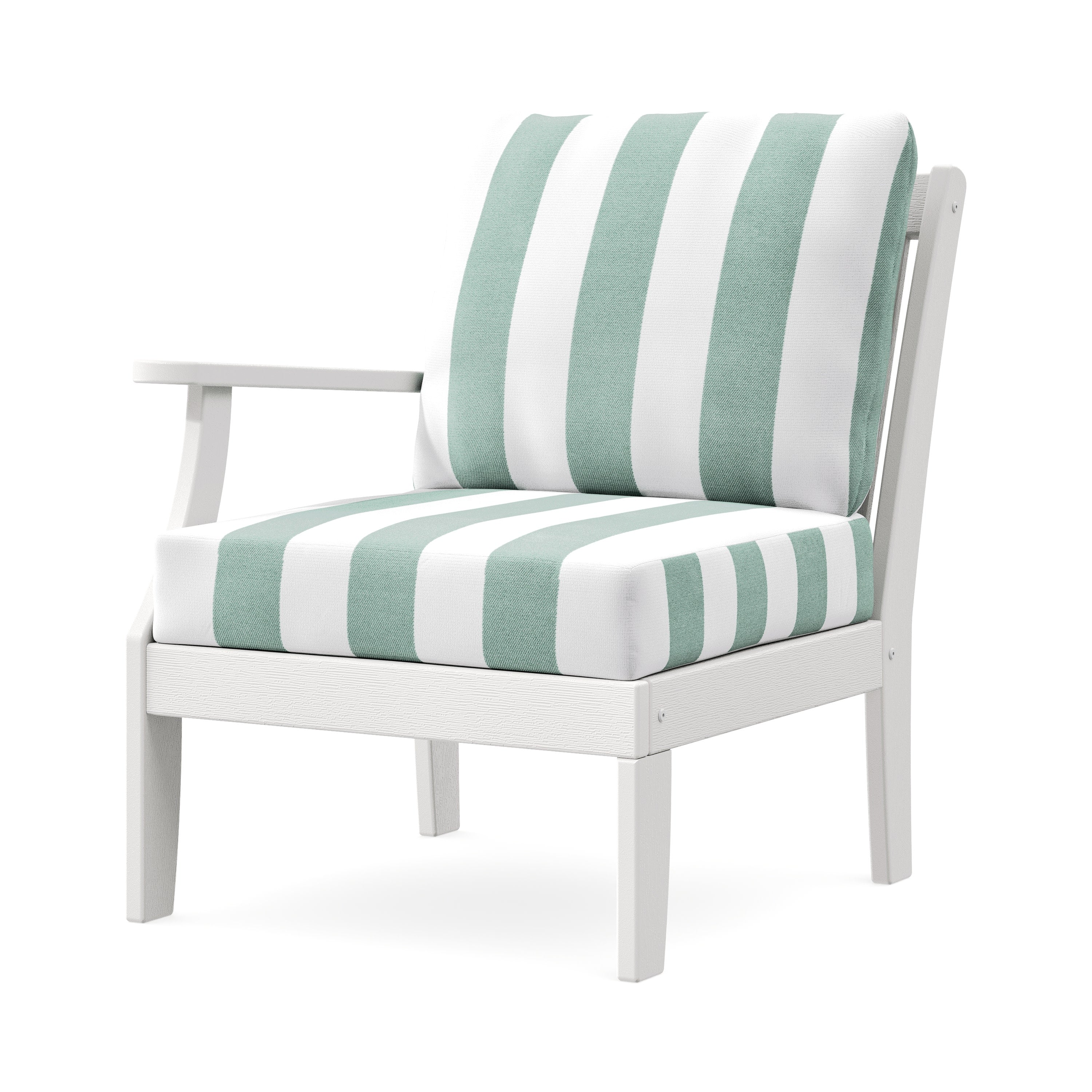 Braxton Modular Left Arm Chair in Vintage White / Cabana Stripe Glacier Spa