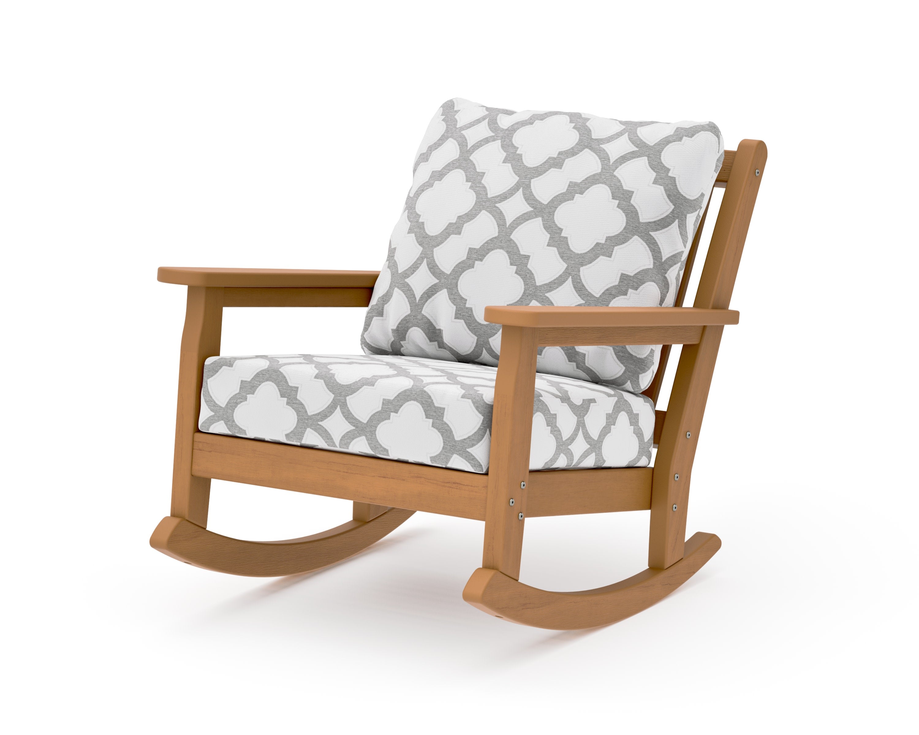 Chippendale Deep Seating Rocking Chair in Natural / Trellis Grey Mist