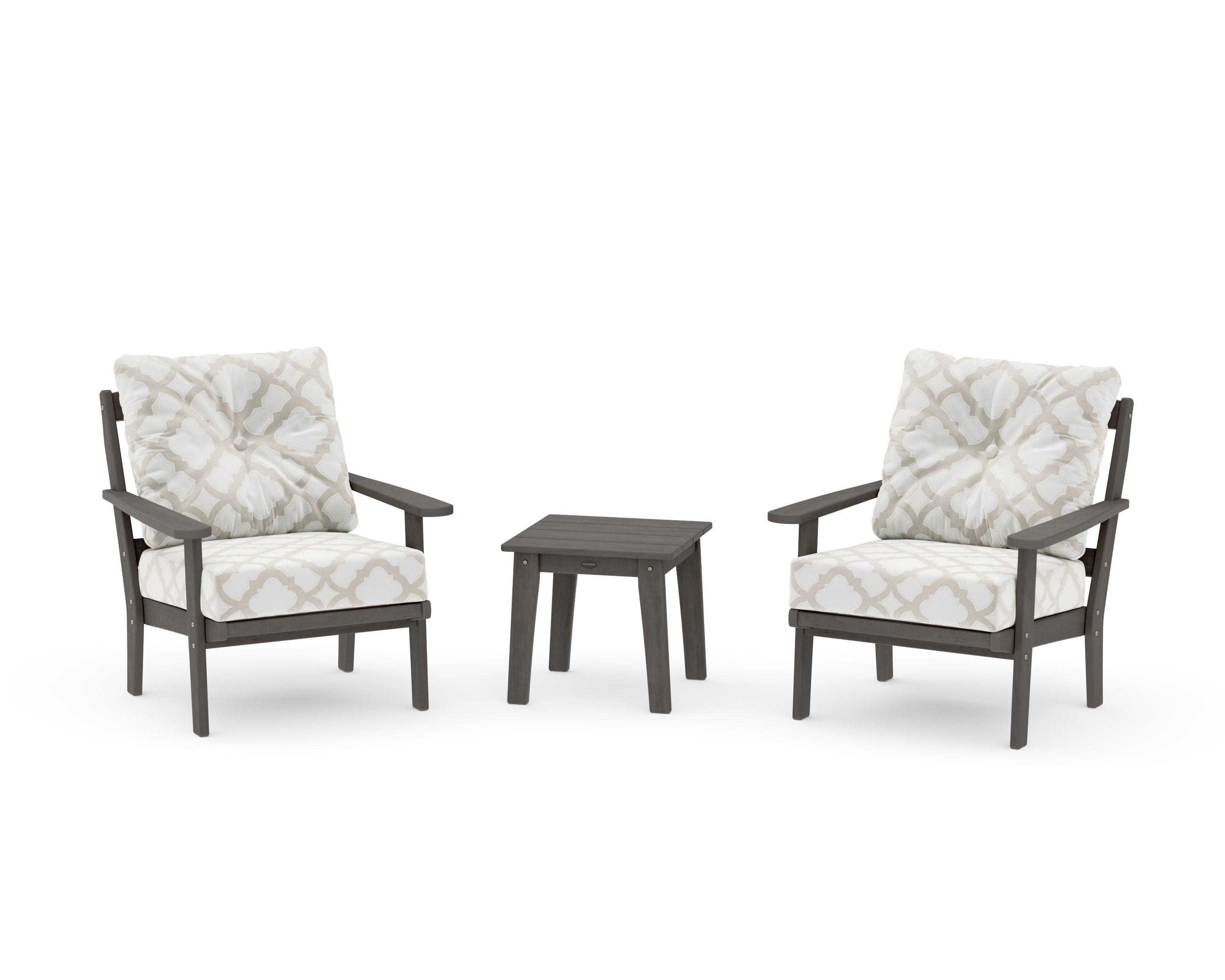 Mission 3-Piece Deep Seating Set in Driftwood / Trellis Dune Burlap