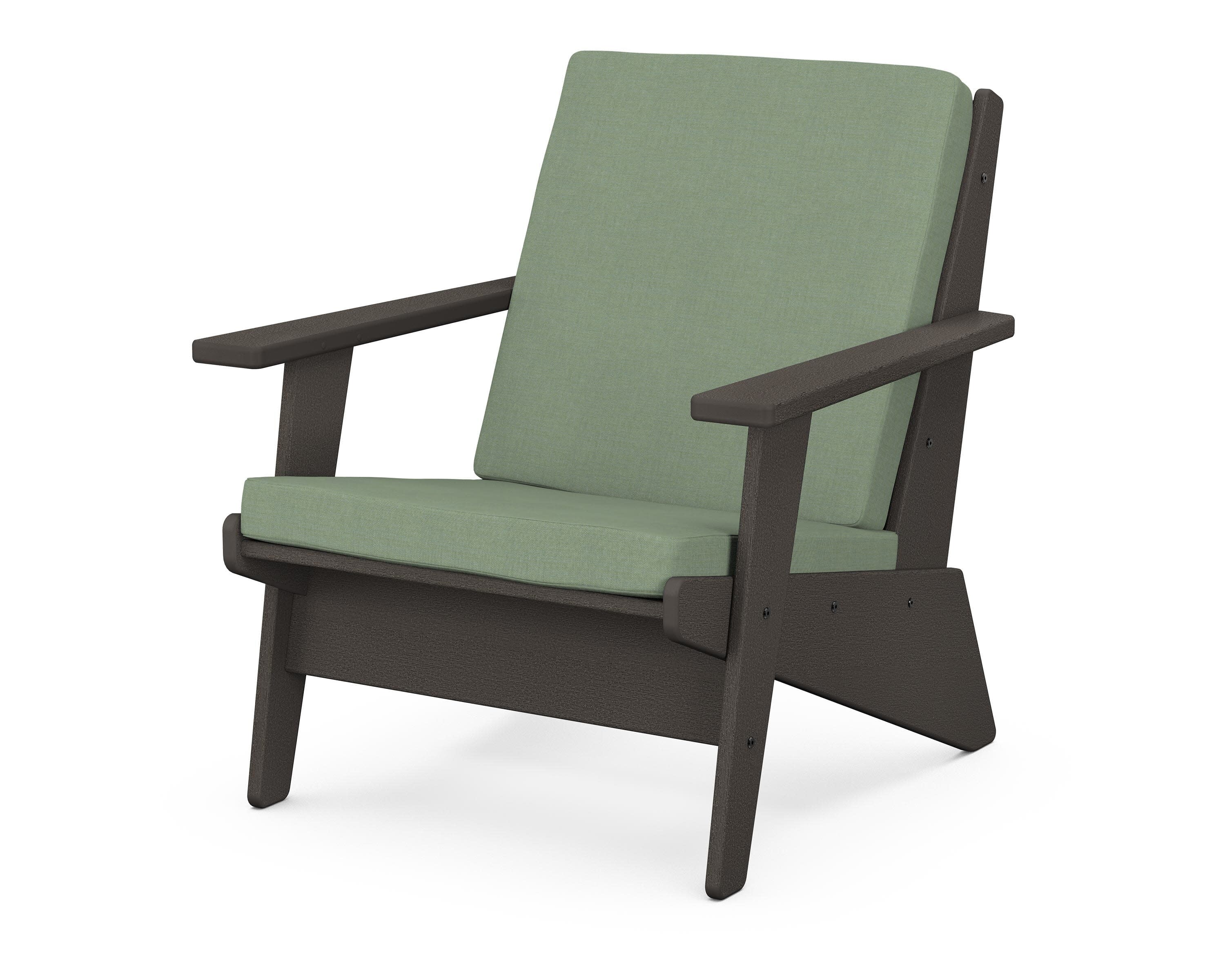 Riviera Modern Lounge Chair in Vintage Coffee / Exhale Rainwashed