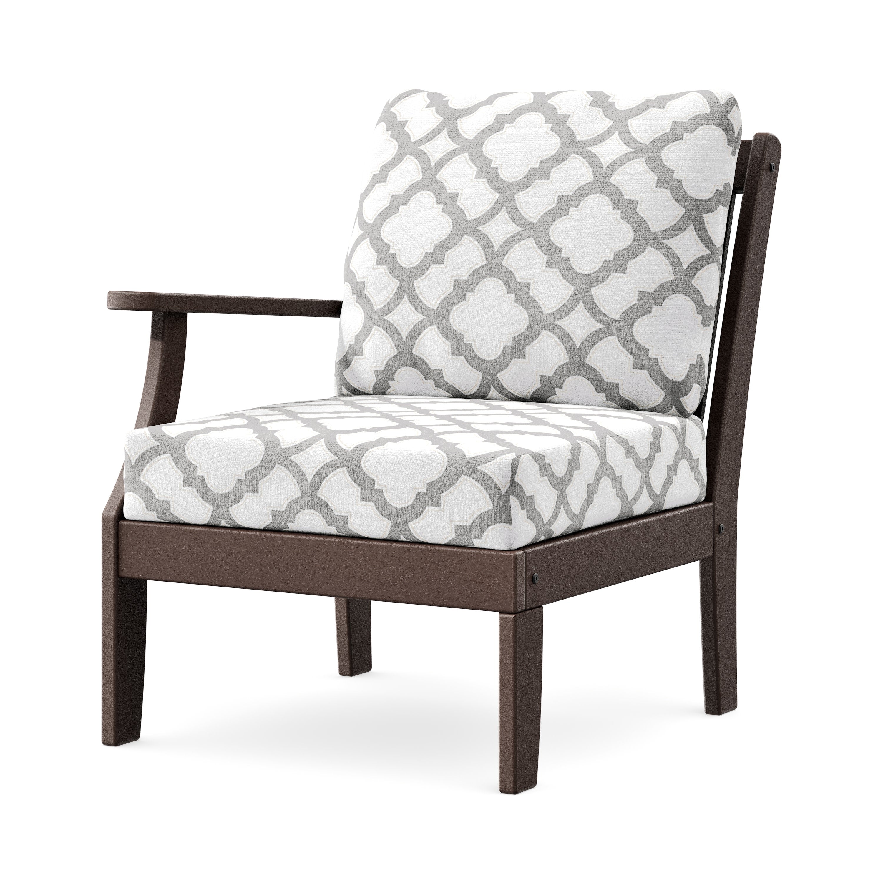 Braxton Modular Left Arm Chair in Mahogany / Trellis Grey Mist