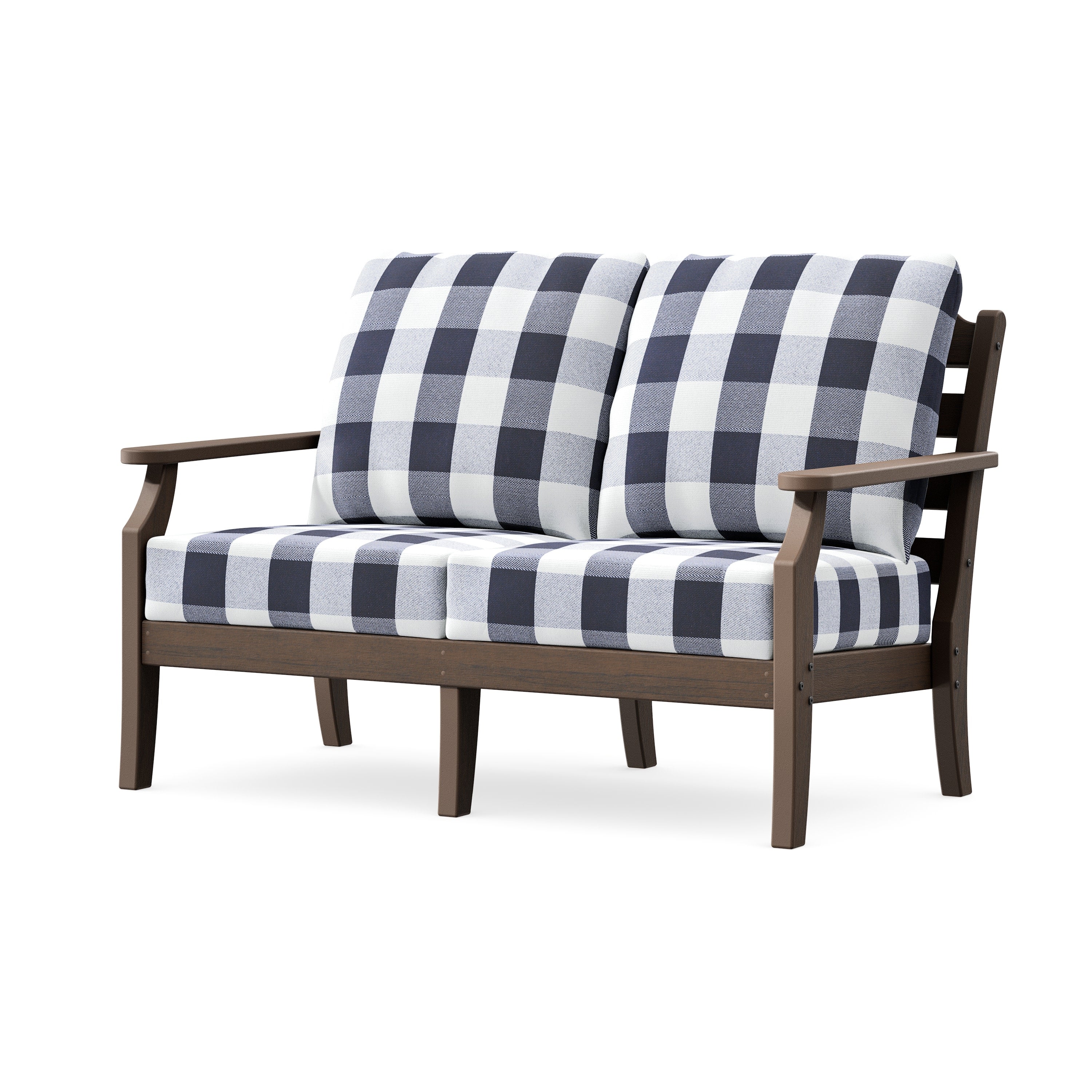 Savannah Deep Seating Loveseat in Kona / Buffalo Plaid Navy