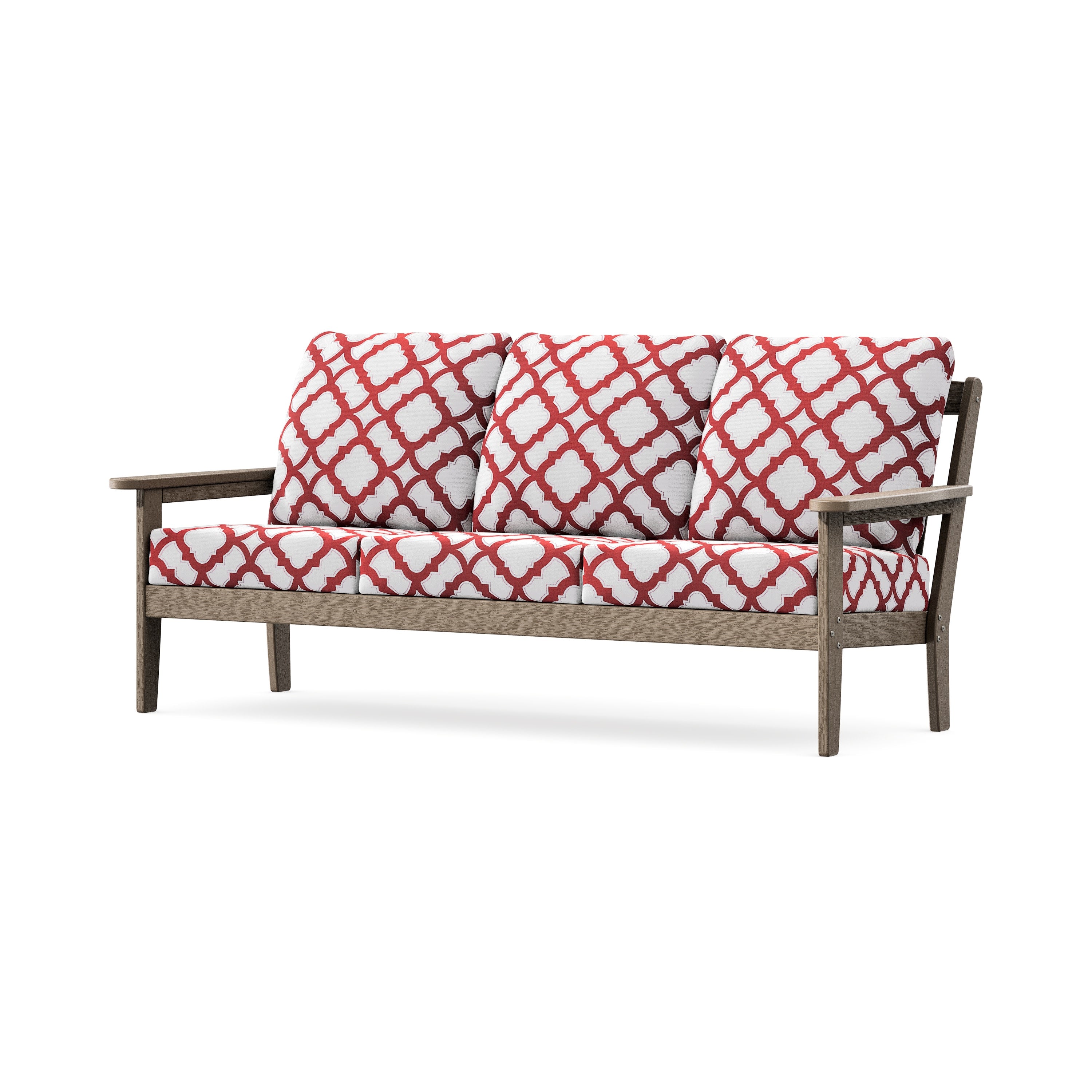 Cottage Deep Seating Sofa in Vintage Sahara / Trellis Crimson