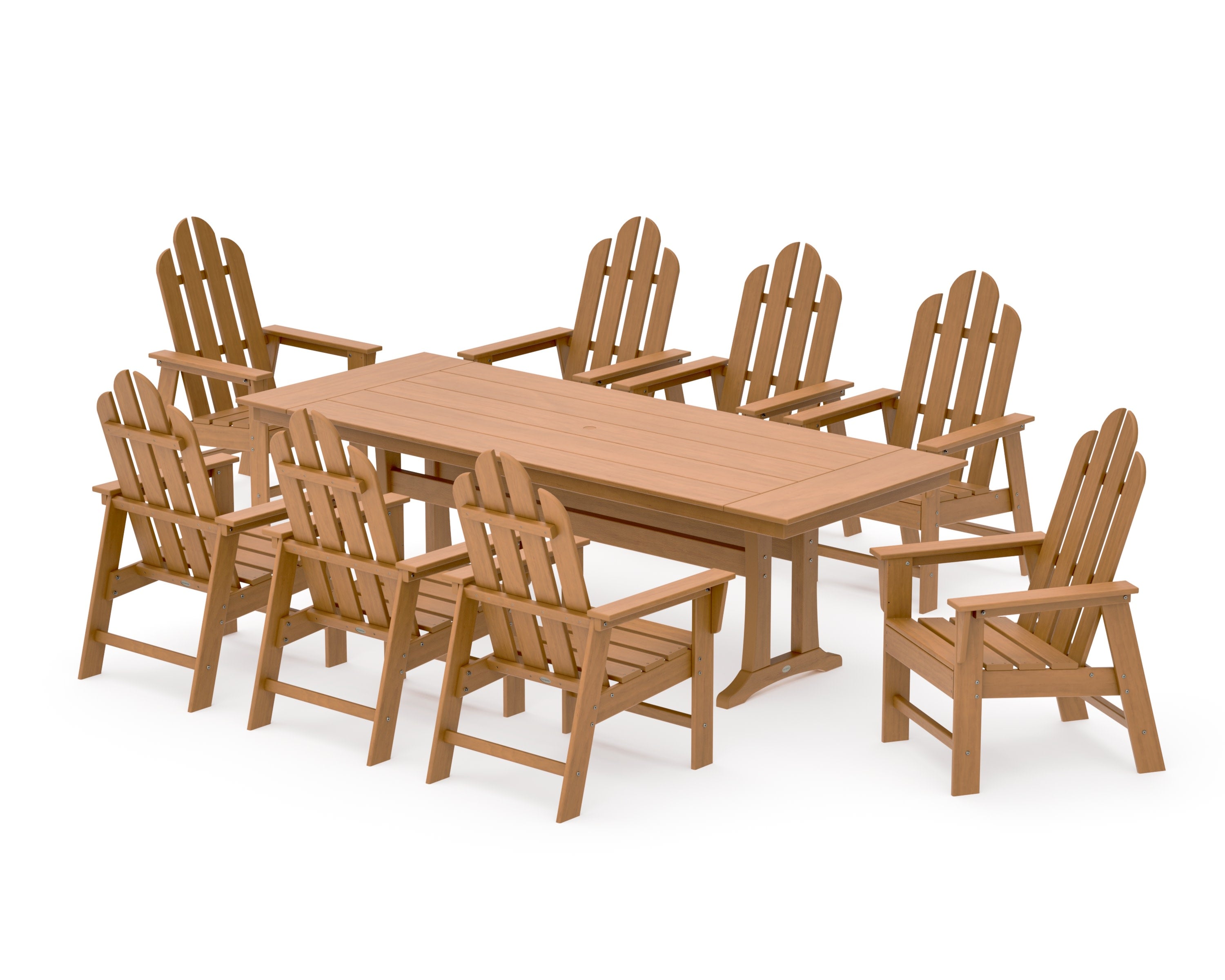 Long Island 9-Piece Farmhouse Dining Set with Trestle Legs in Natural
