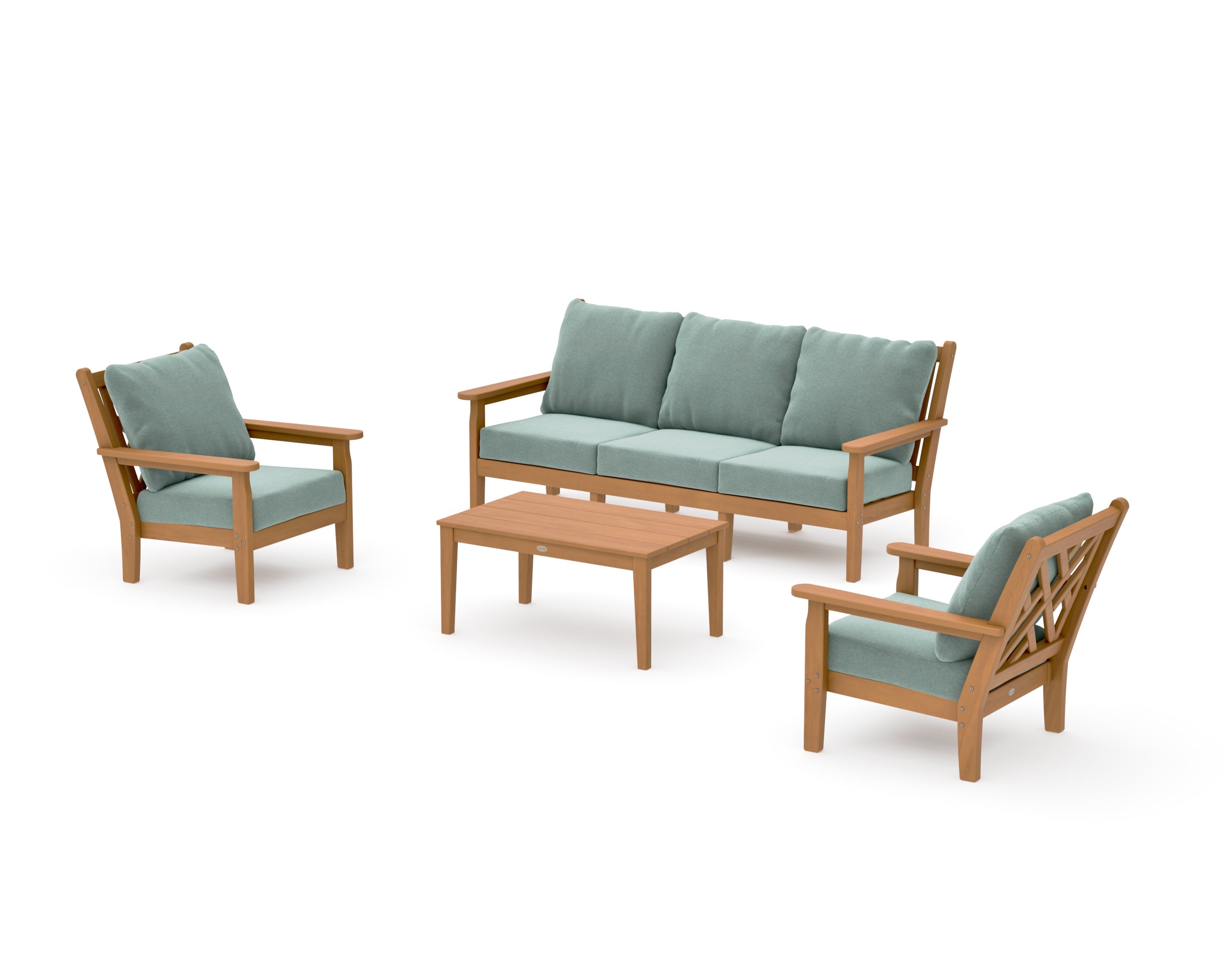 Chippendale 4-Piece Deep Seating Set with Sofa in Natural / Glacier Spa
