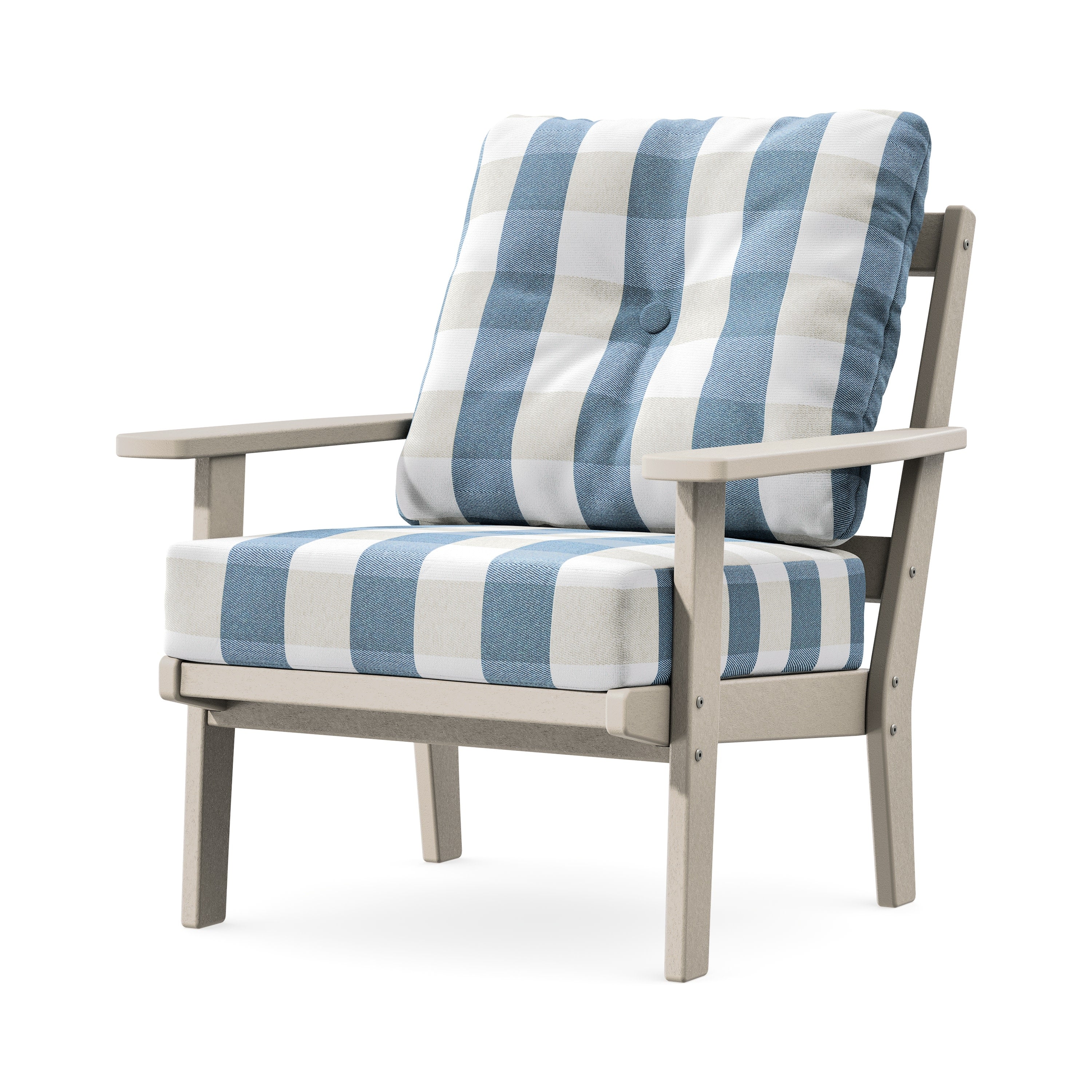 Prairie Deep Seating Chair in Sand / Buffalo Plaid Sky Blue