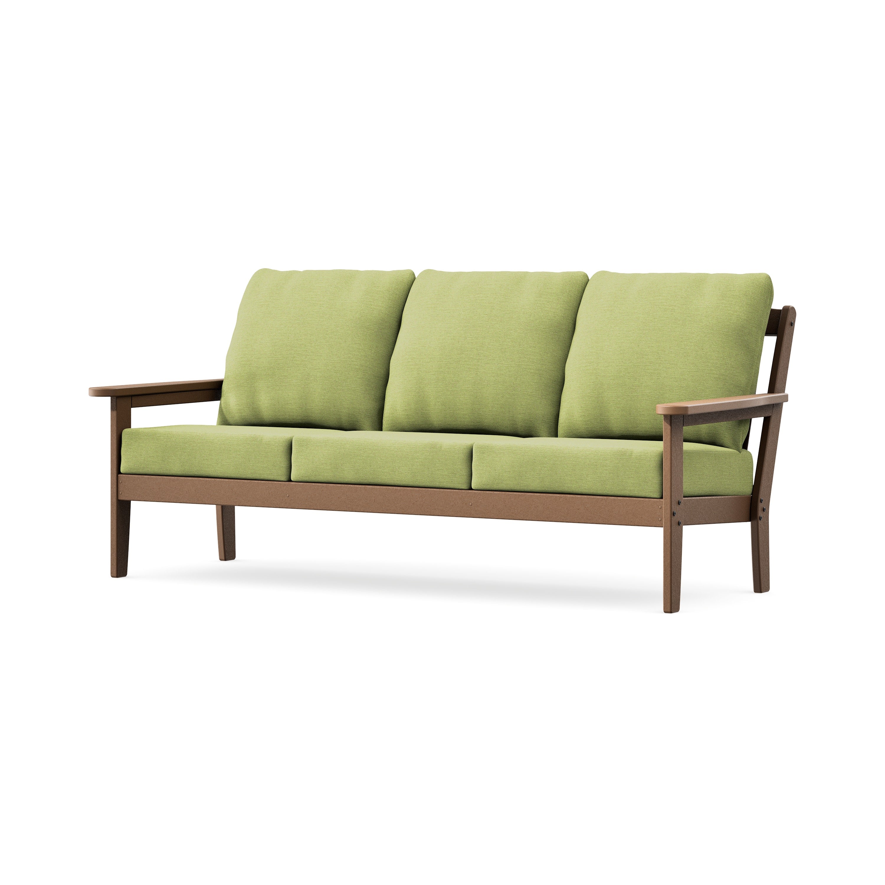 Cottage Deep Seating Sofa in Teak / Chartreuse Boucle