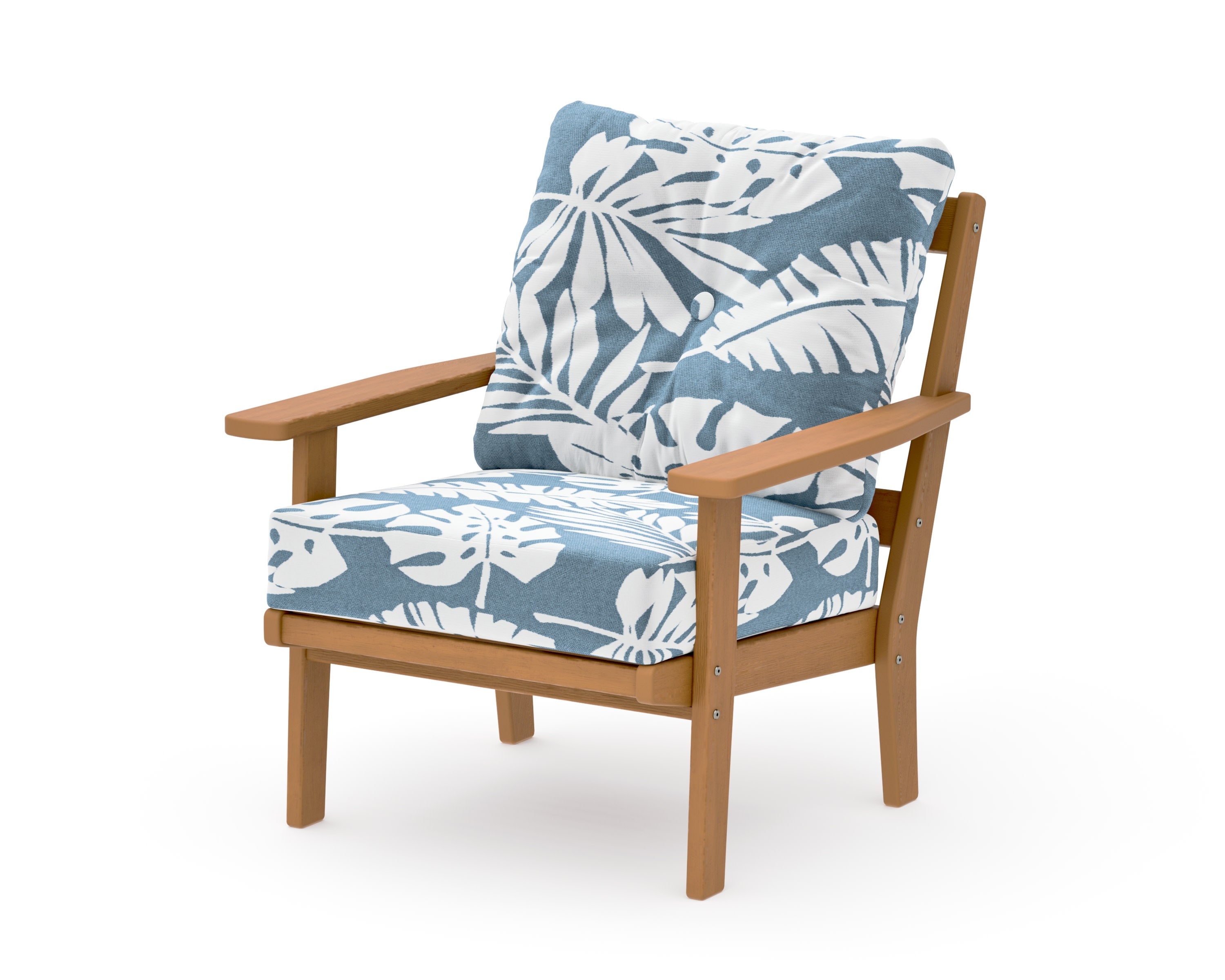 Prairie Deep Seating Chair in Natural / Leaf Sky Blue