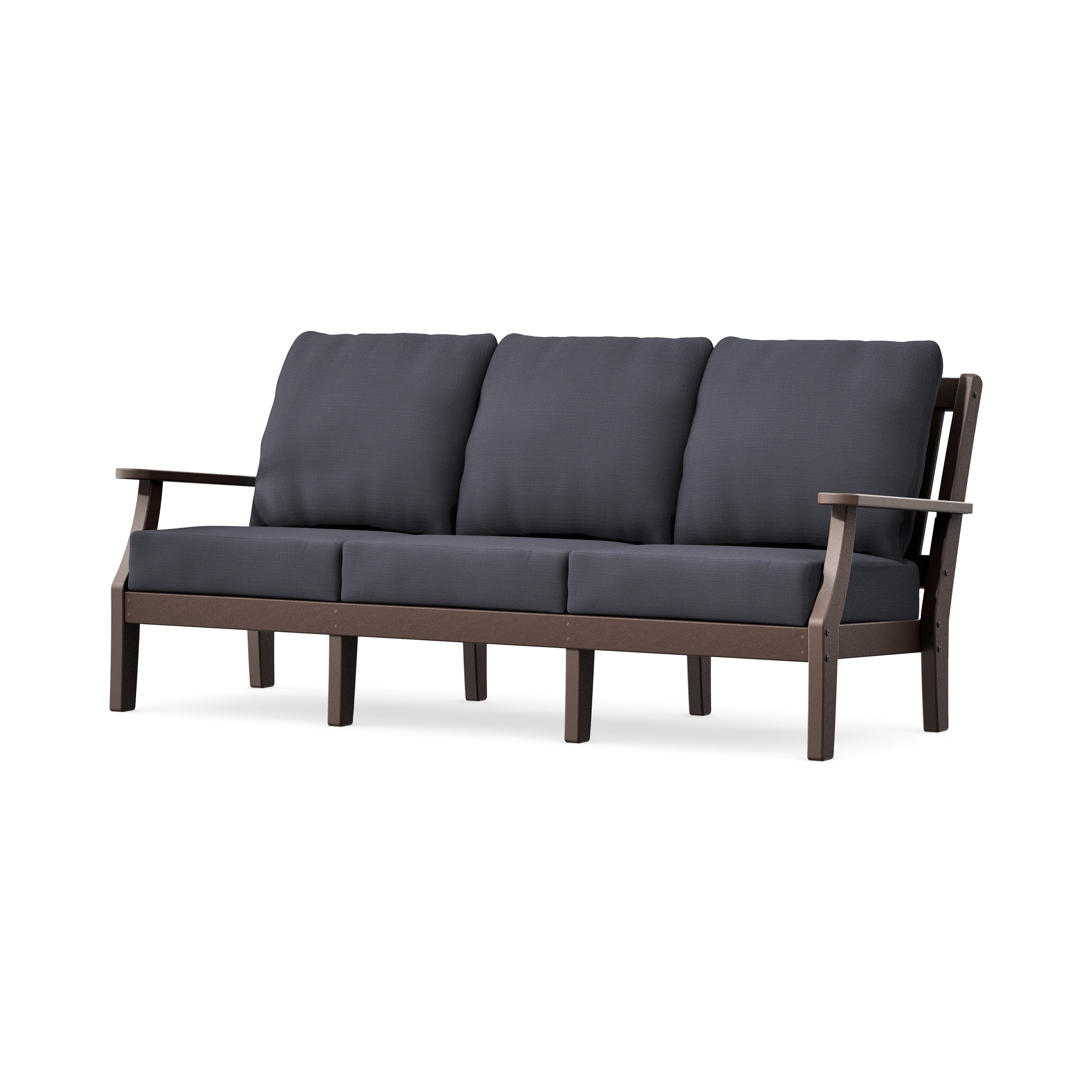 Chinoiserie Deep Seating Sofa in Mahogany / Midnight Linen