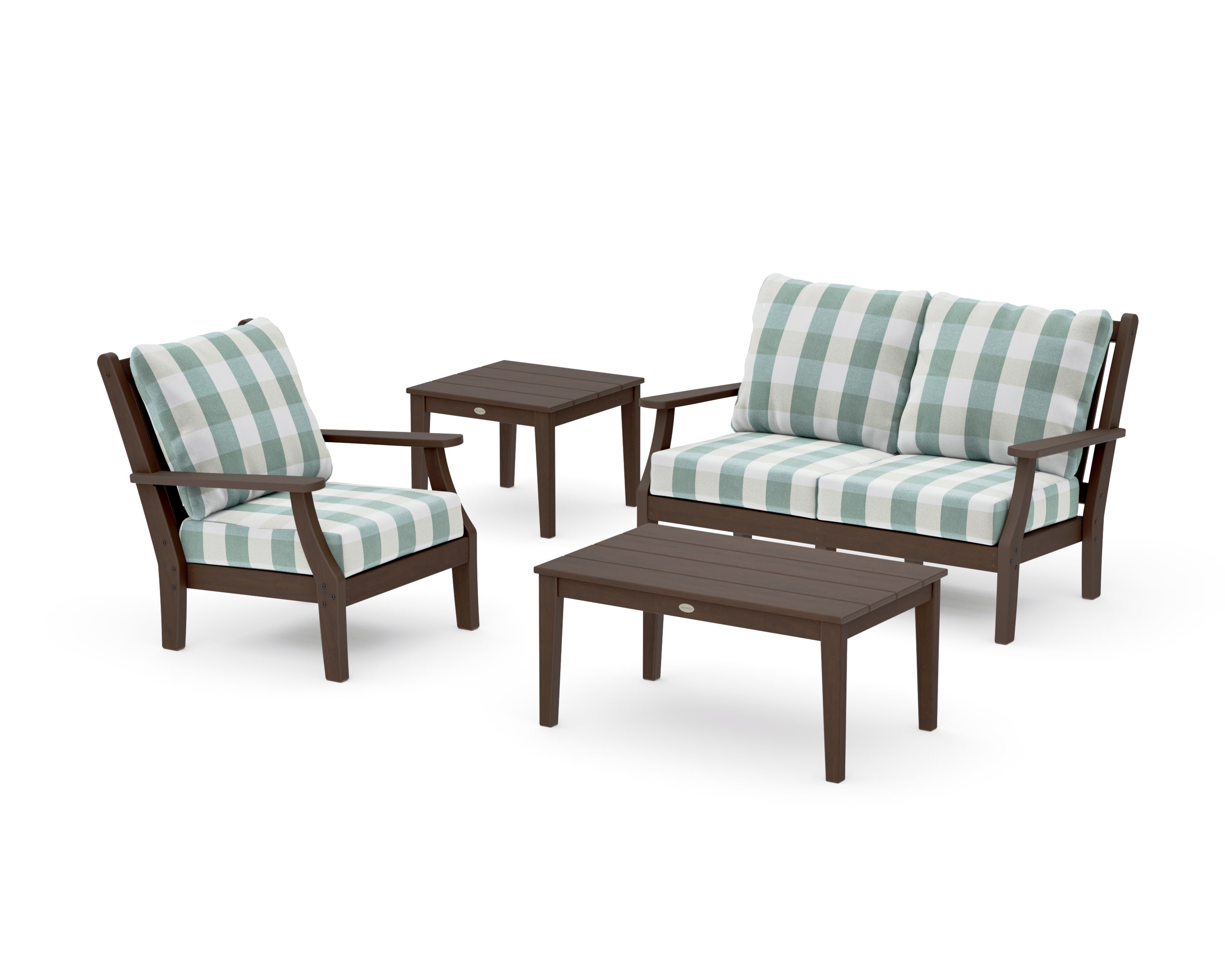 Wovendale 4-Piece Deep Seating Set in Kona / Buffalo Plaid Glacier Spa