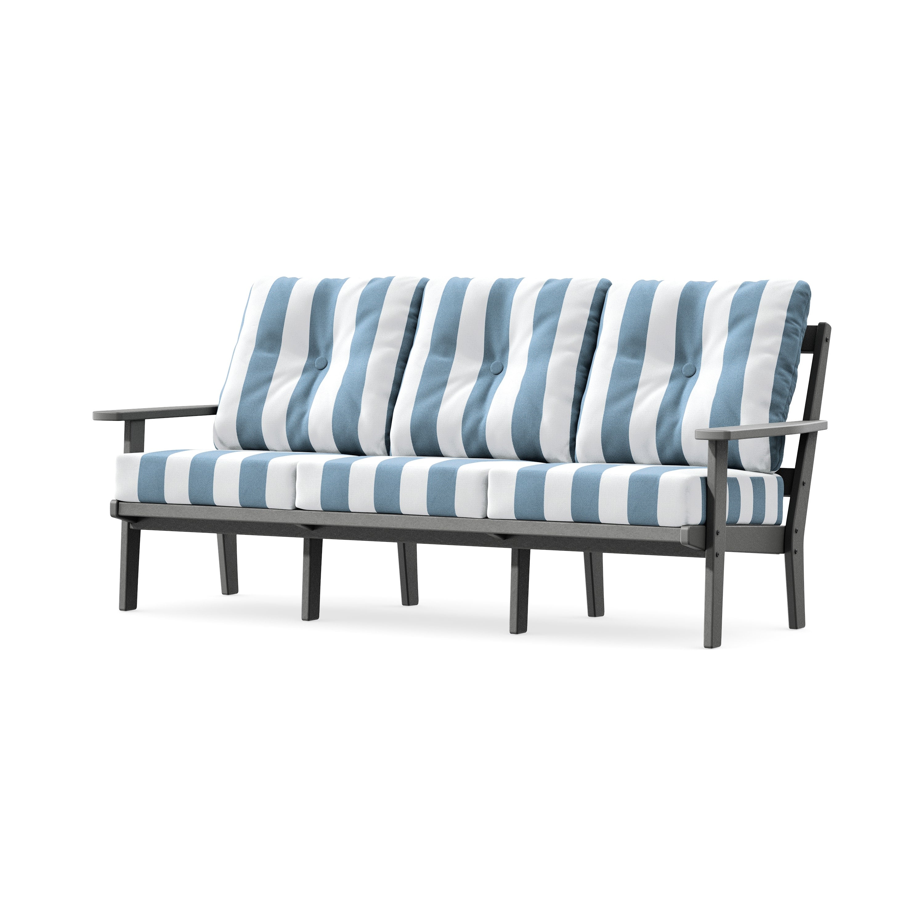 Oxford Deep Seating Sofa in Slate Grey / Cabana Stripe Sky Blue