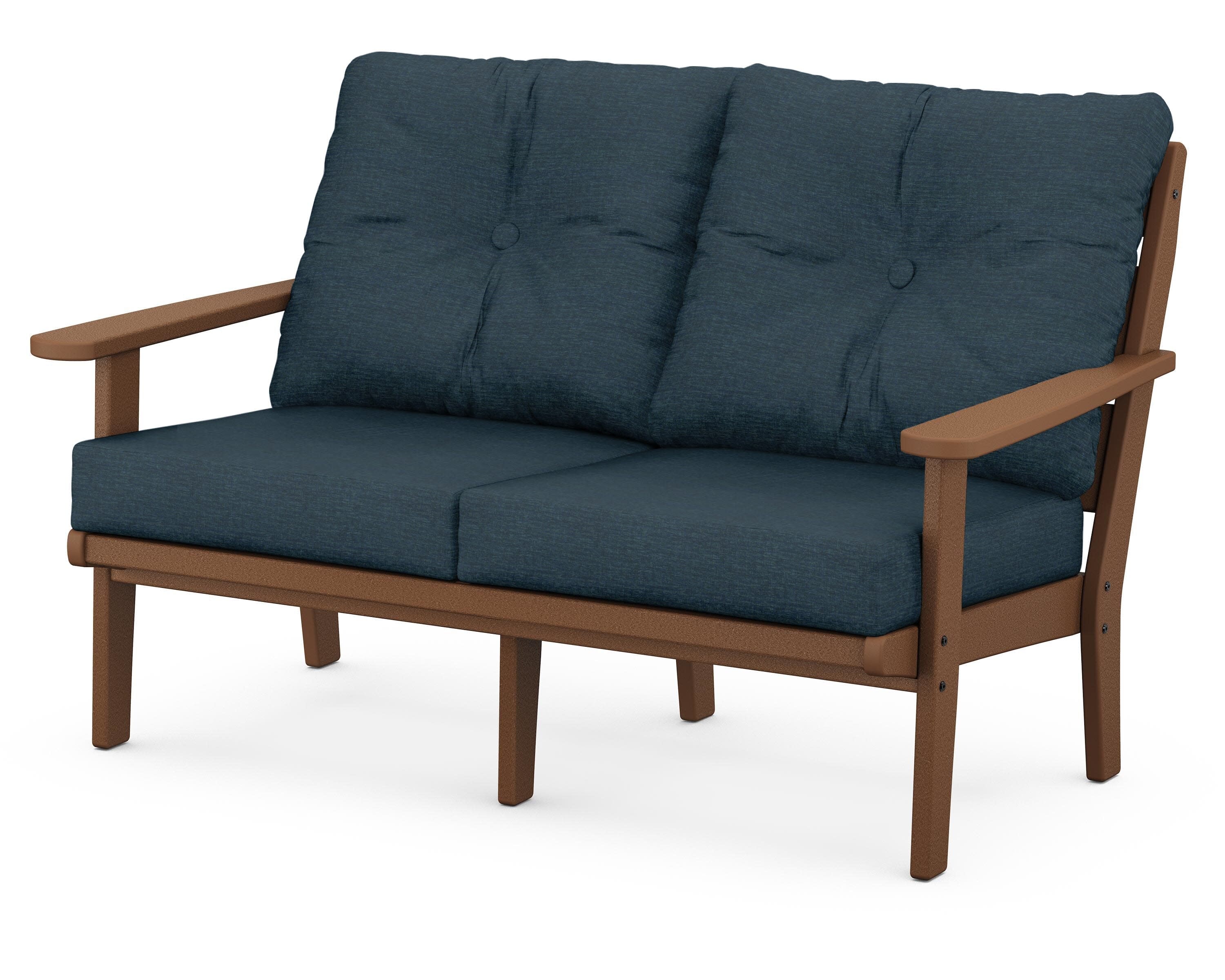 Lakeside Deep Seating Loveseat in Teak / Platform Indigo