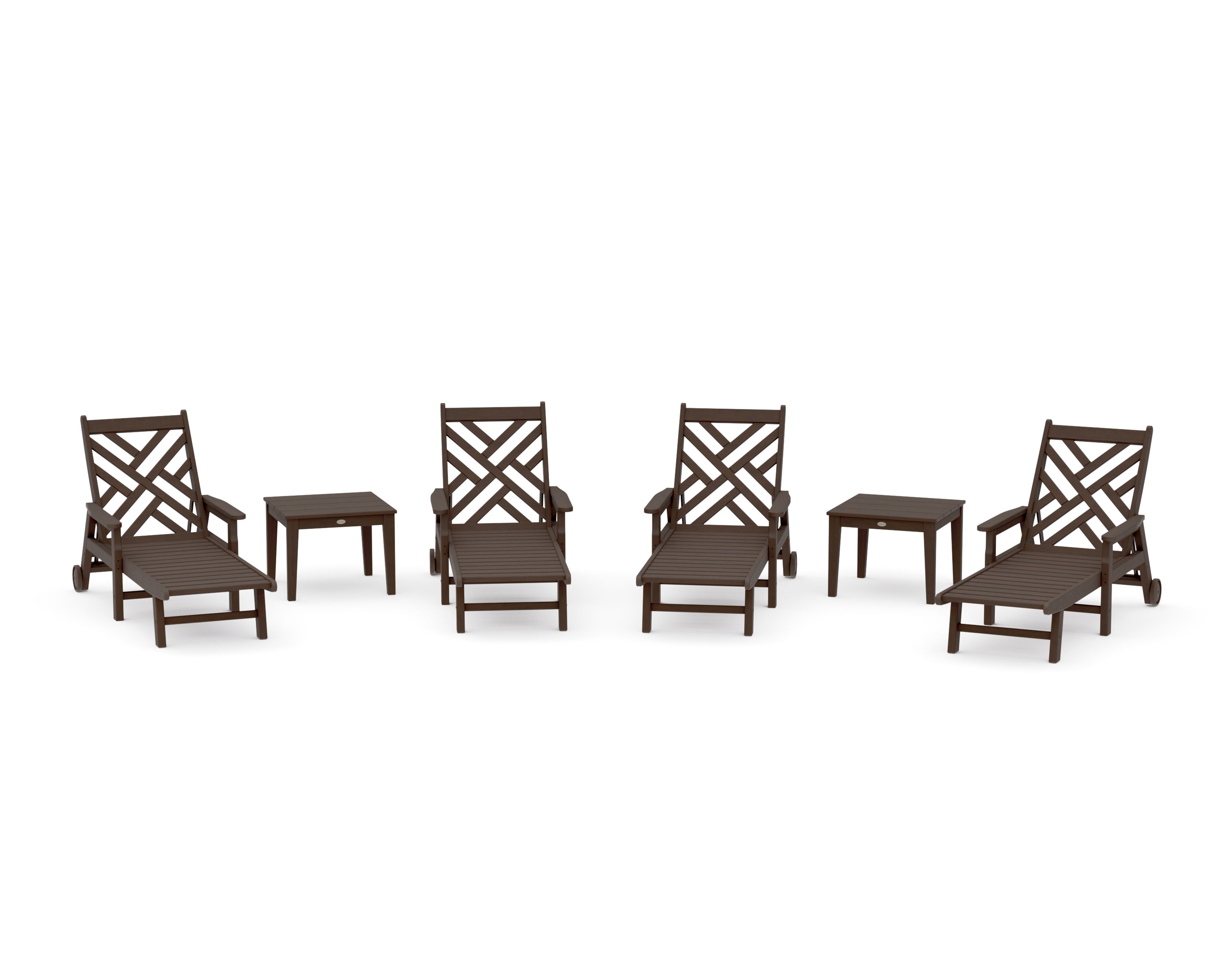 Chippendale 6-Piece Chaise Set with Arms and Wheels in Kona