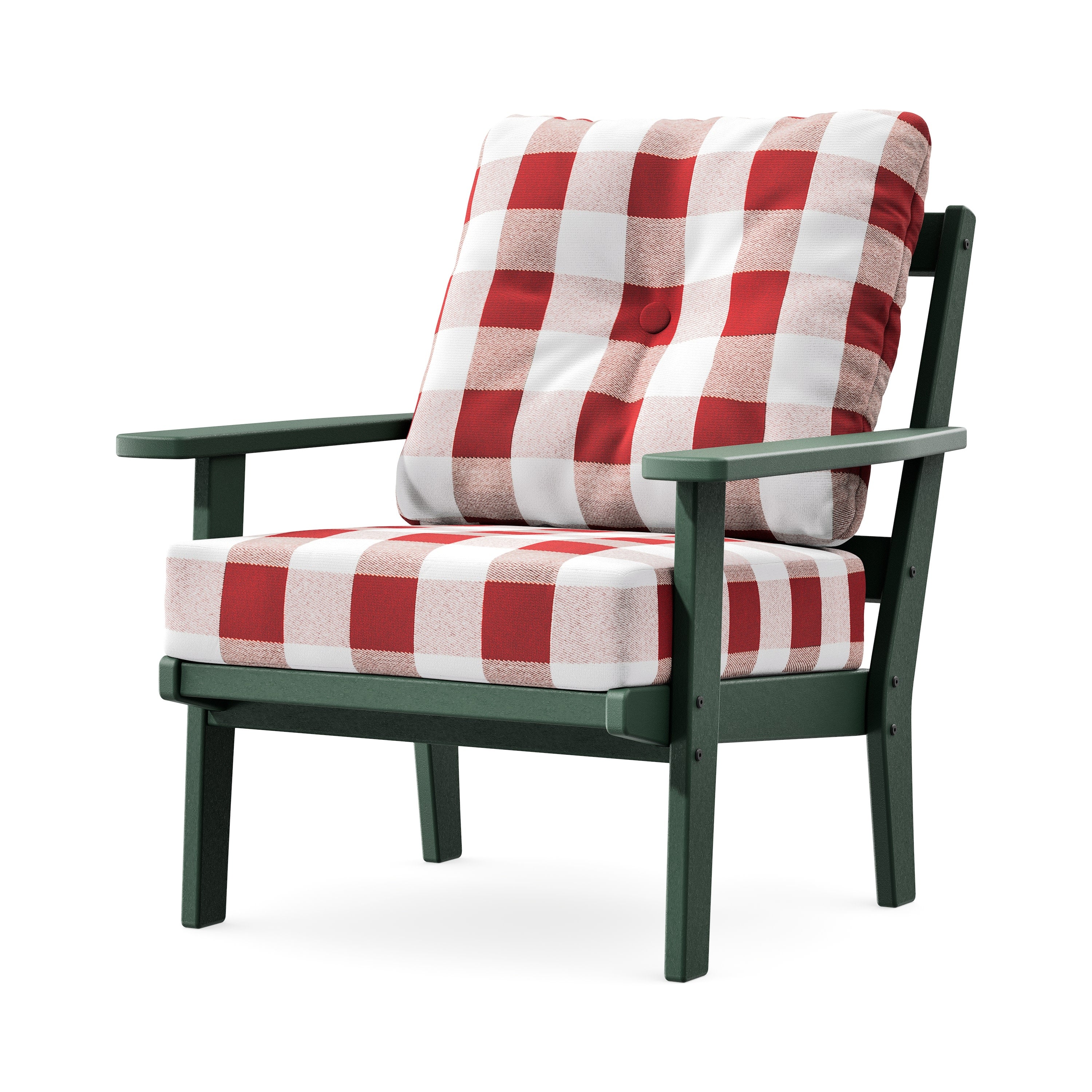 Prairie Deep Seating Chair in Green / Buffalo Plaid Crimson