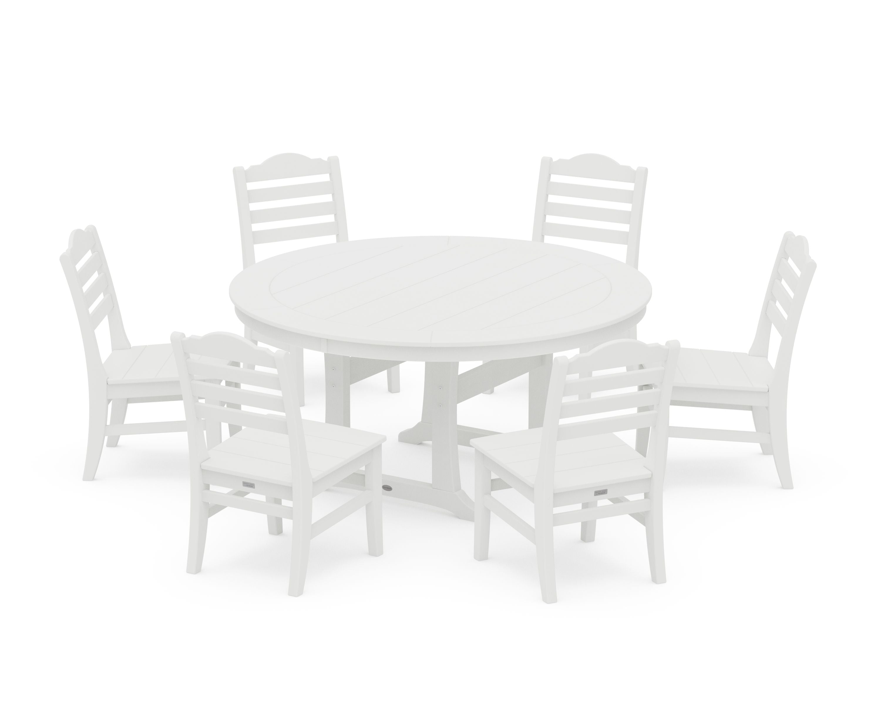 Savannah 7-Piece Side Chair Round Dining Set in White