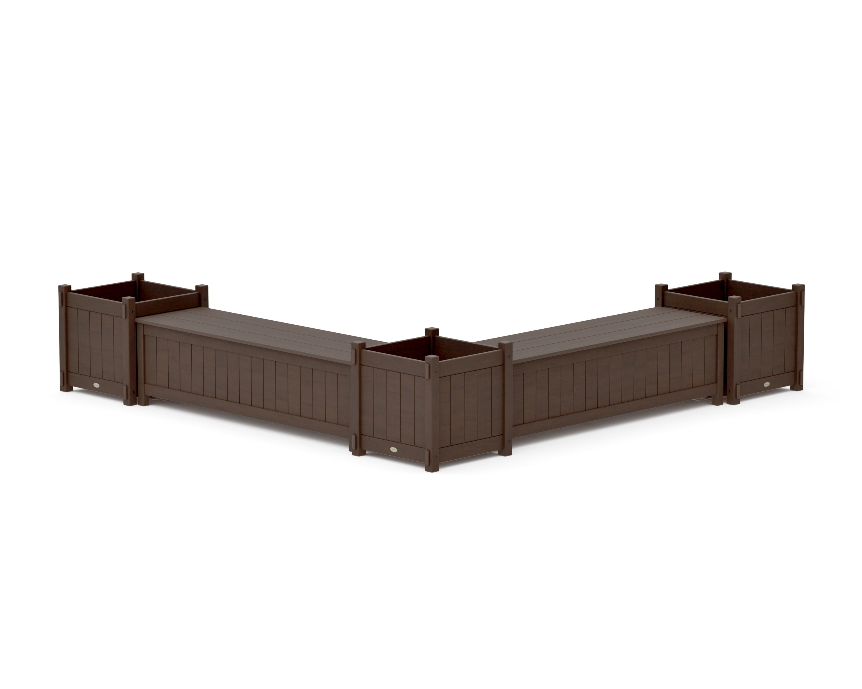 60" Vineyard L- Shaped Planter Storage Bench Corner Set- Large in Kona